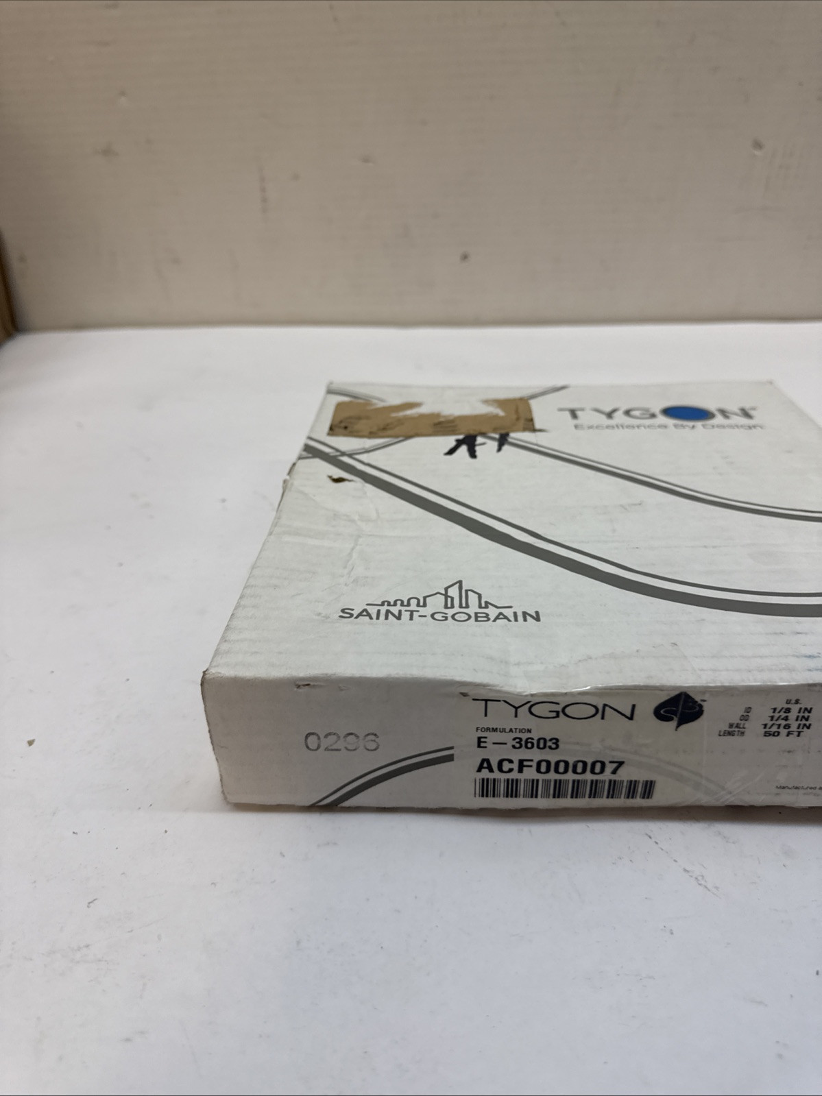 TYGON ACF00007 Tubing,Clear,1/8 In. Inside Dia,50 ft. 8PFM1