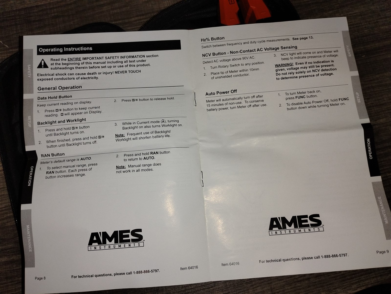 Ames Instruments Model 200A AC Digital Fork Meter Works With Probes & Case Clamp