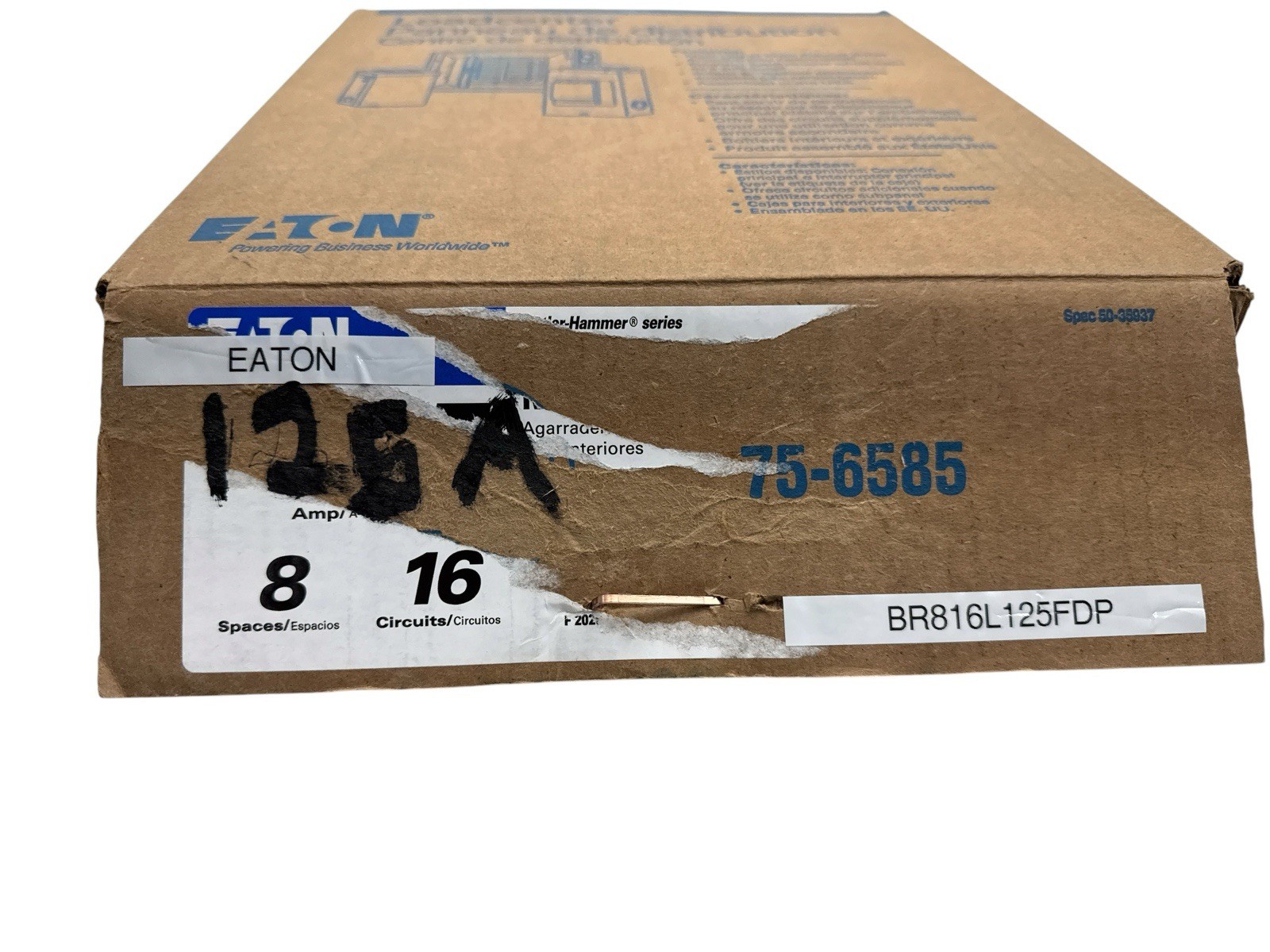 Eaton BR816L125FDP Indoor Main Lug 125A 8-Spaces 16-Circuits (OB)