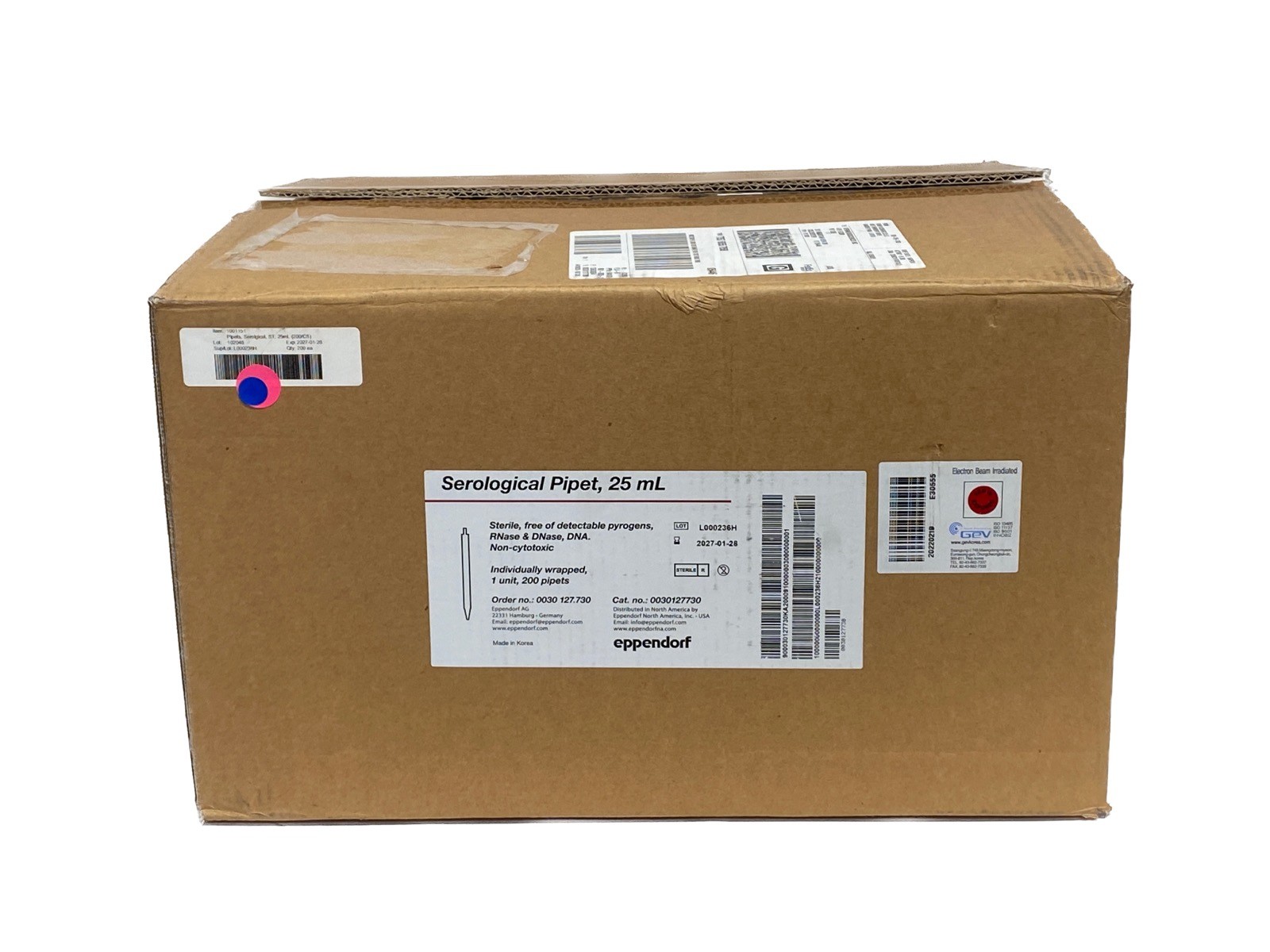 (200/Cs) EPPENDORF 25mL PS Serological Pipettes Individual Wrap 0030127730
