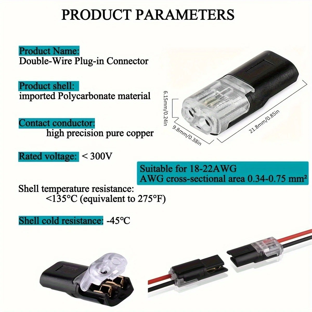 Quick Wire Connector No Strip Dual Line Cable Terminal Connector