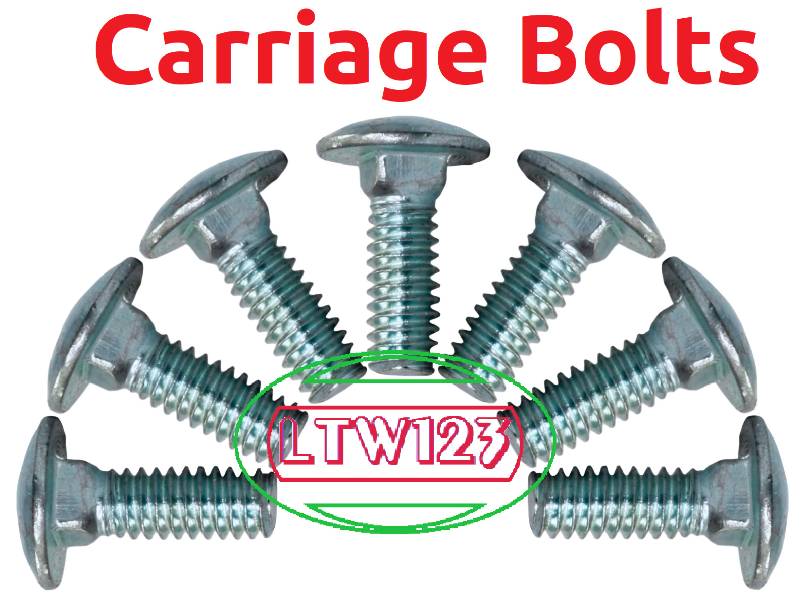 (20 Pieces)# 10-24×1/2″ Full Thread Coarse Carriage Bolt Grade 2 Zinc Plated