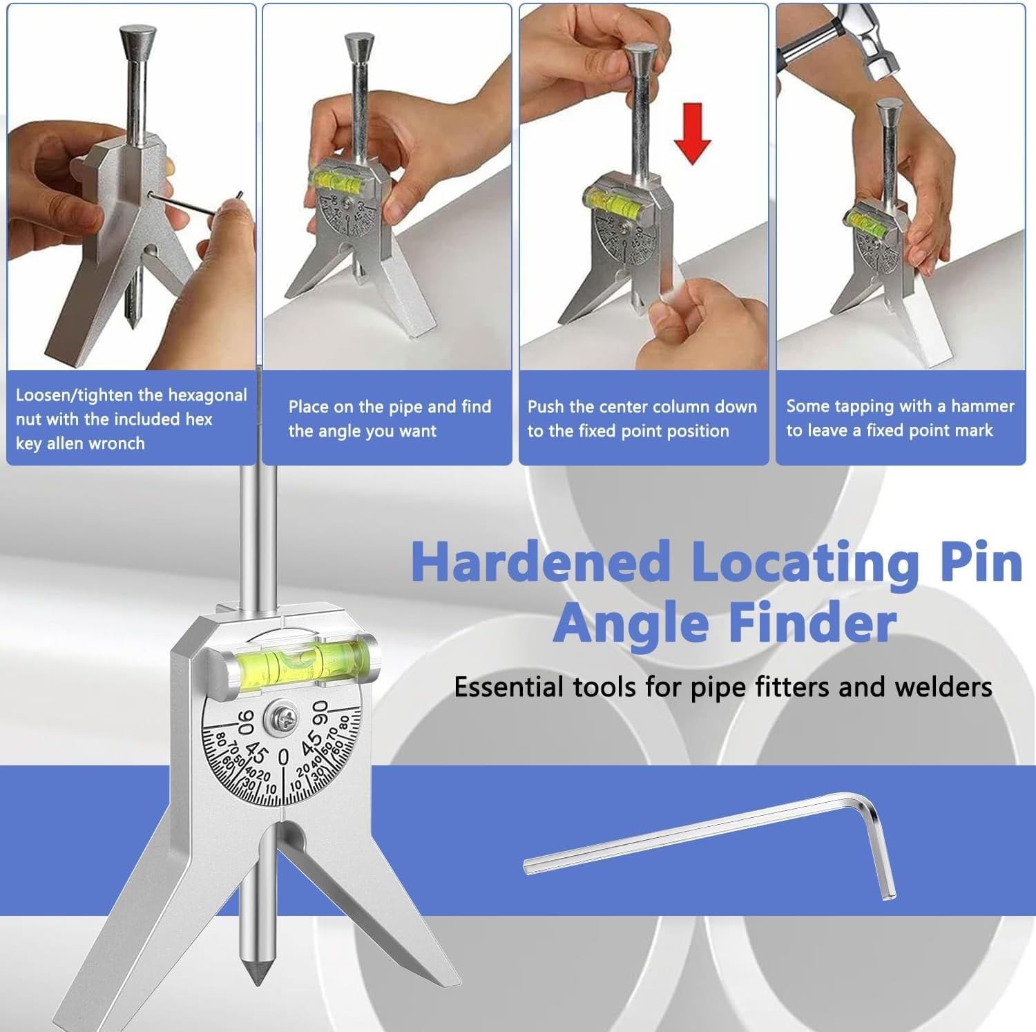 Pipe Center Finder, Pipefitter Tools with Centering Head, Center Finder Tool Pip