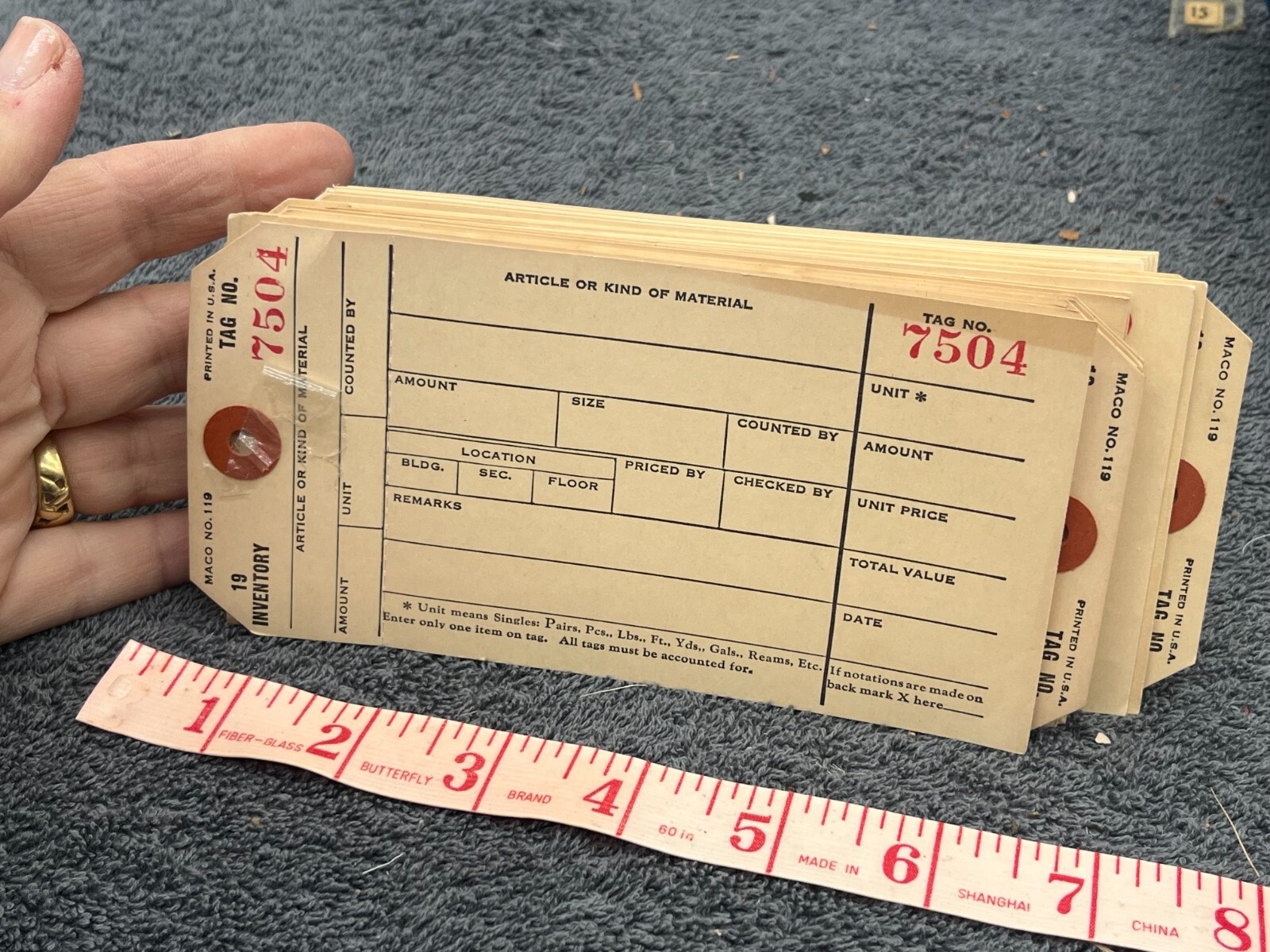 vintage deadstock inventory store label tags office antique numbered lot 50