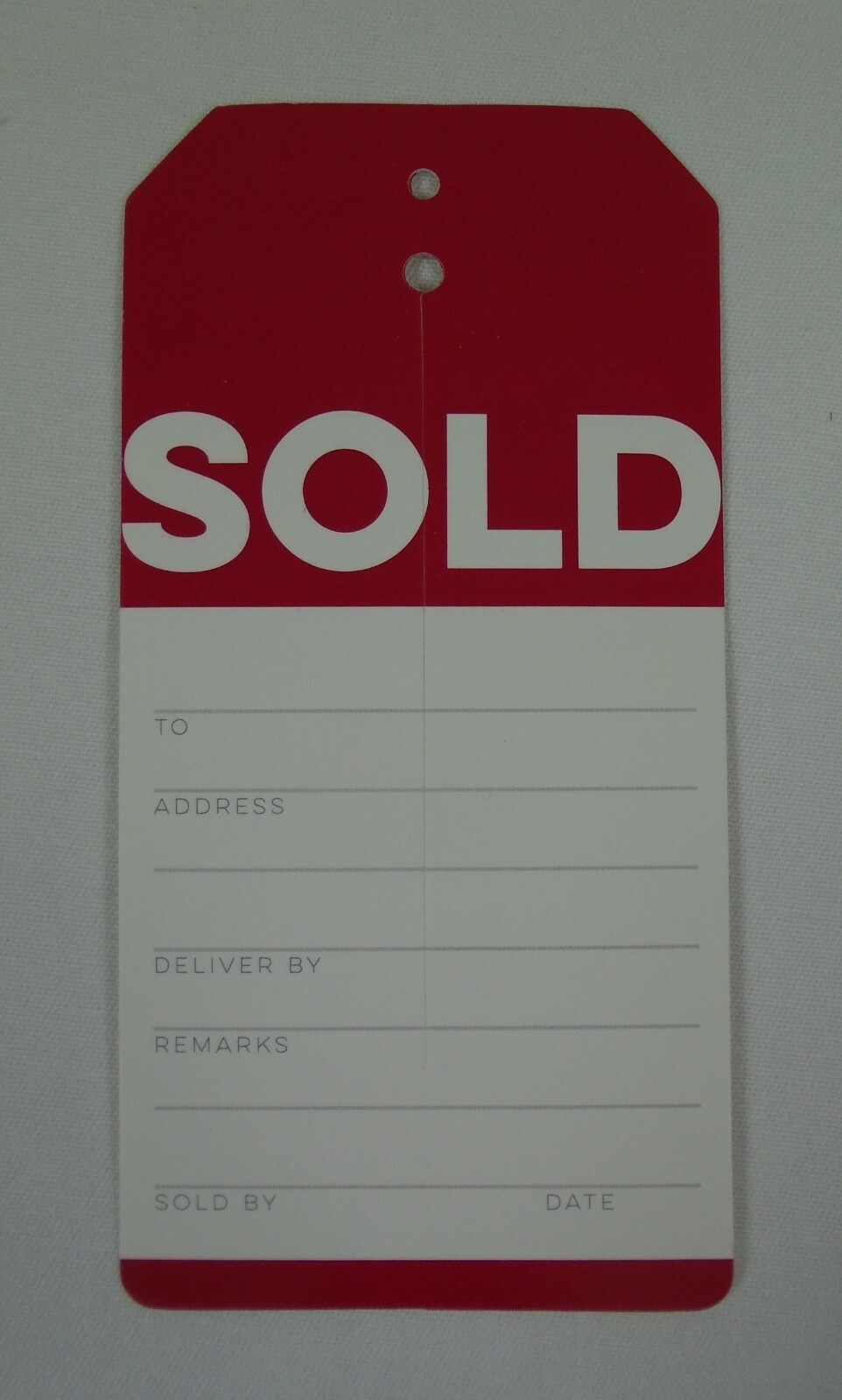Qty. 100 Sold Tags with Slit Merchandise Tags Red / White