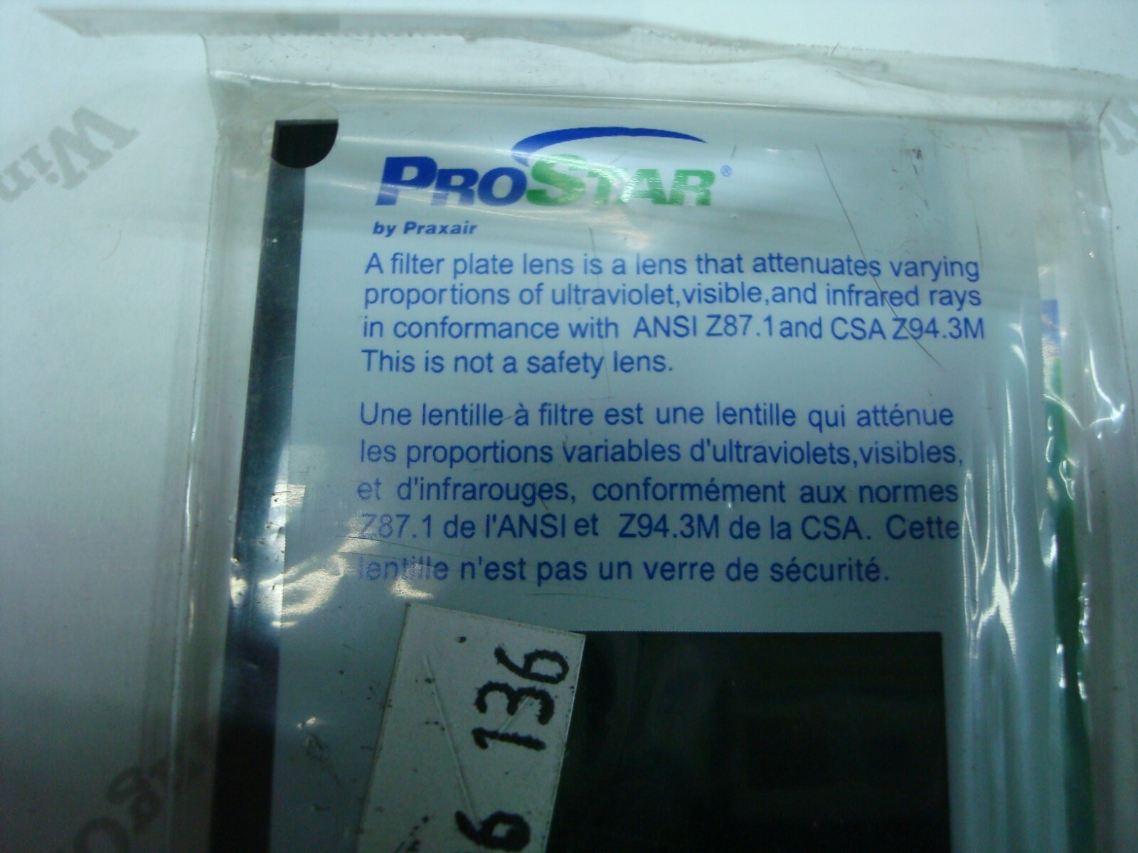 PRAXAIR PROSTAR PRS64015 GLASS FILTER LENS 2″ x 4-1/2″ NNB