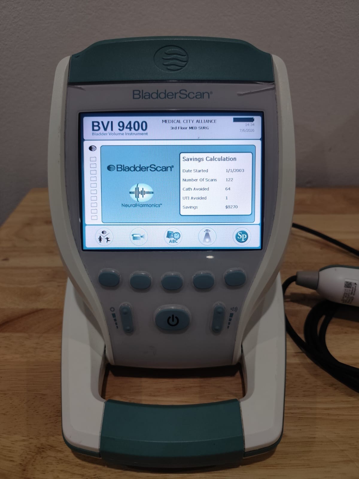 Verathon BladderScan BVI 9400 Bladder Volume Instruments Scanner Battery
