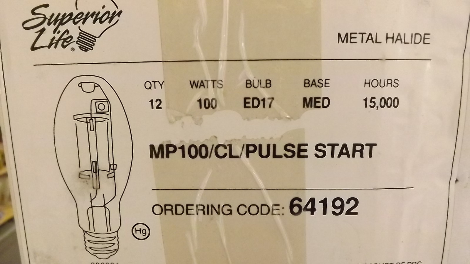SUPERIOR LIFE MP100/CL Pulse Start Metal Halide Light Bulb ONE BULB