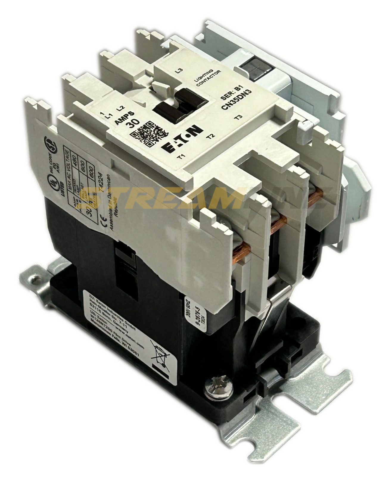 Eaton CN35DN3EB Lighting Contactor, Electrically Held, 30 Amp, 208V Coil, 3-Pole
