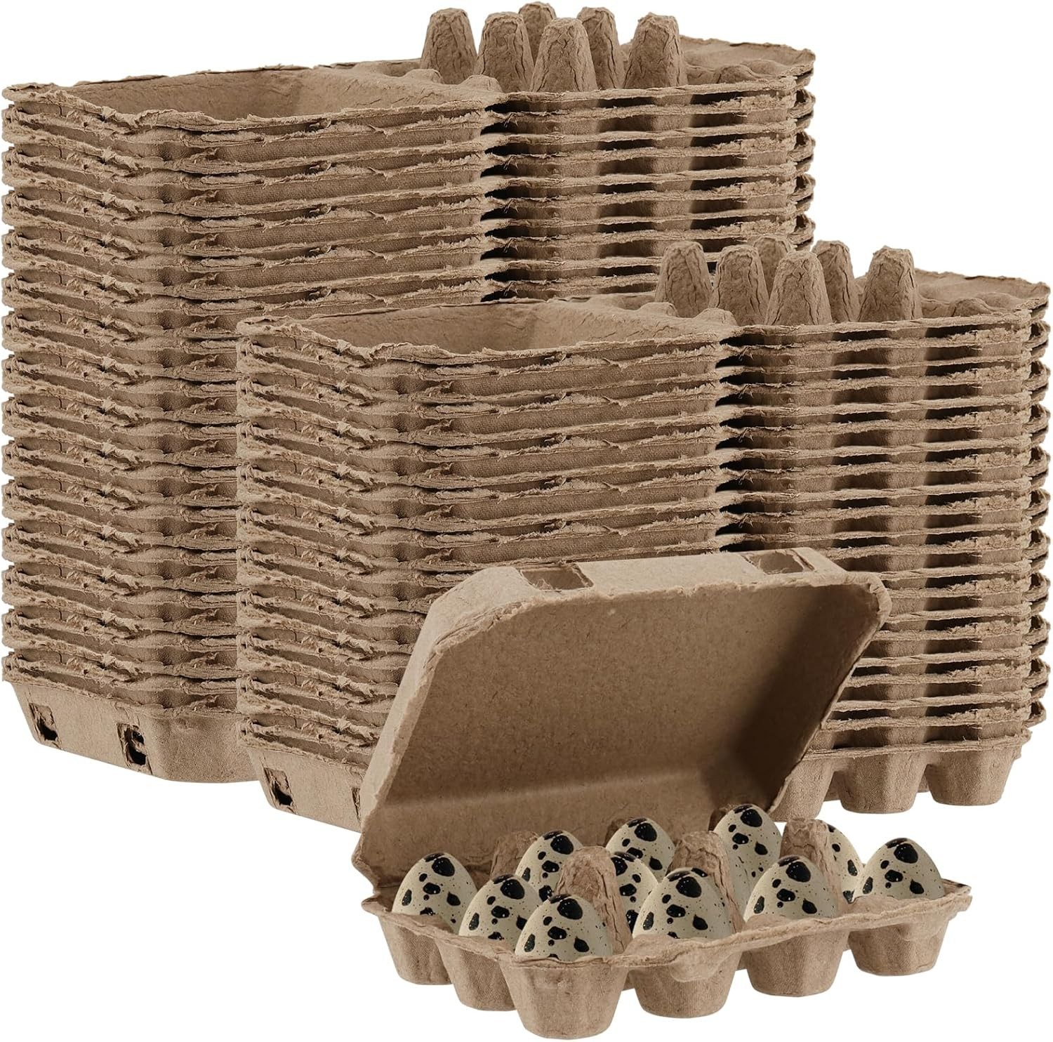 50 PCS Quail Egg Pulp Cartons – 3 x 4 Square Paper Pulp Egg Cartons Dozen Che…