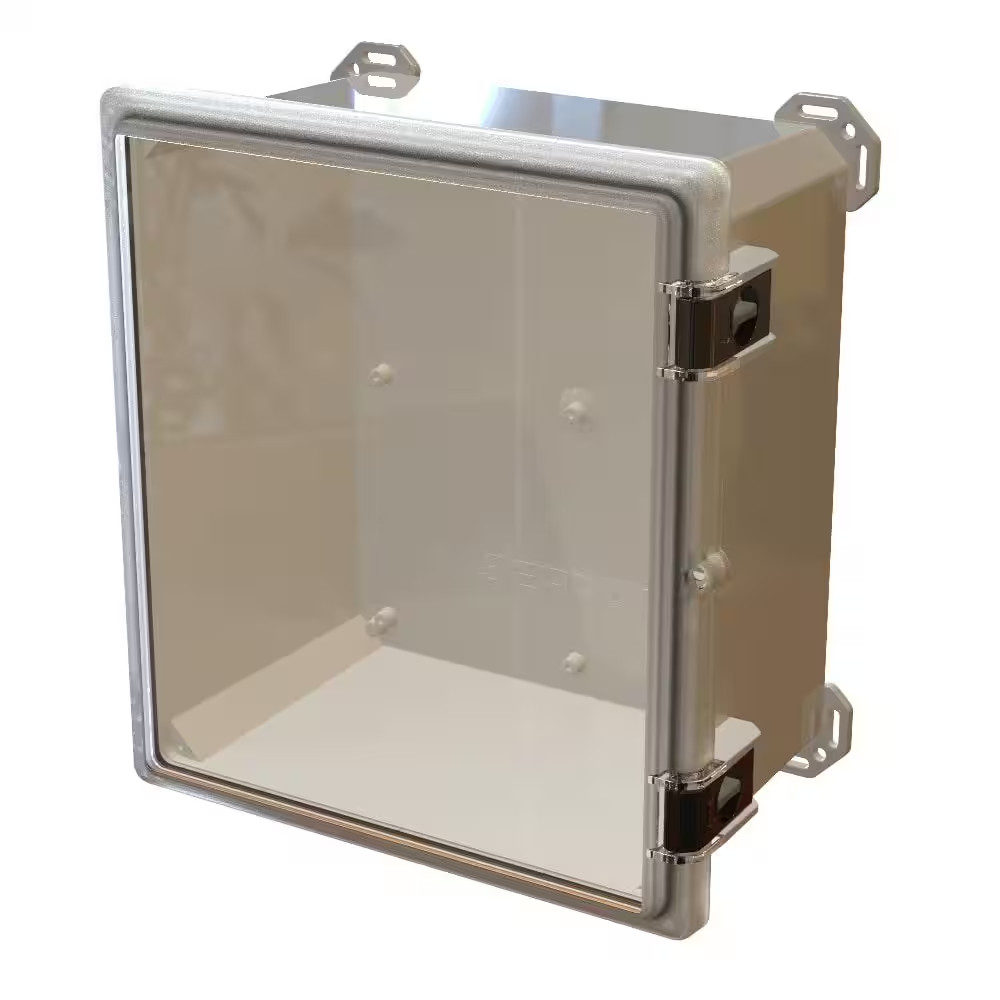 Nema 4X I632 Hinged Latch Top, 17.8 In. L X 16.3 In. W X 9.3 In. H Polycarbonate