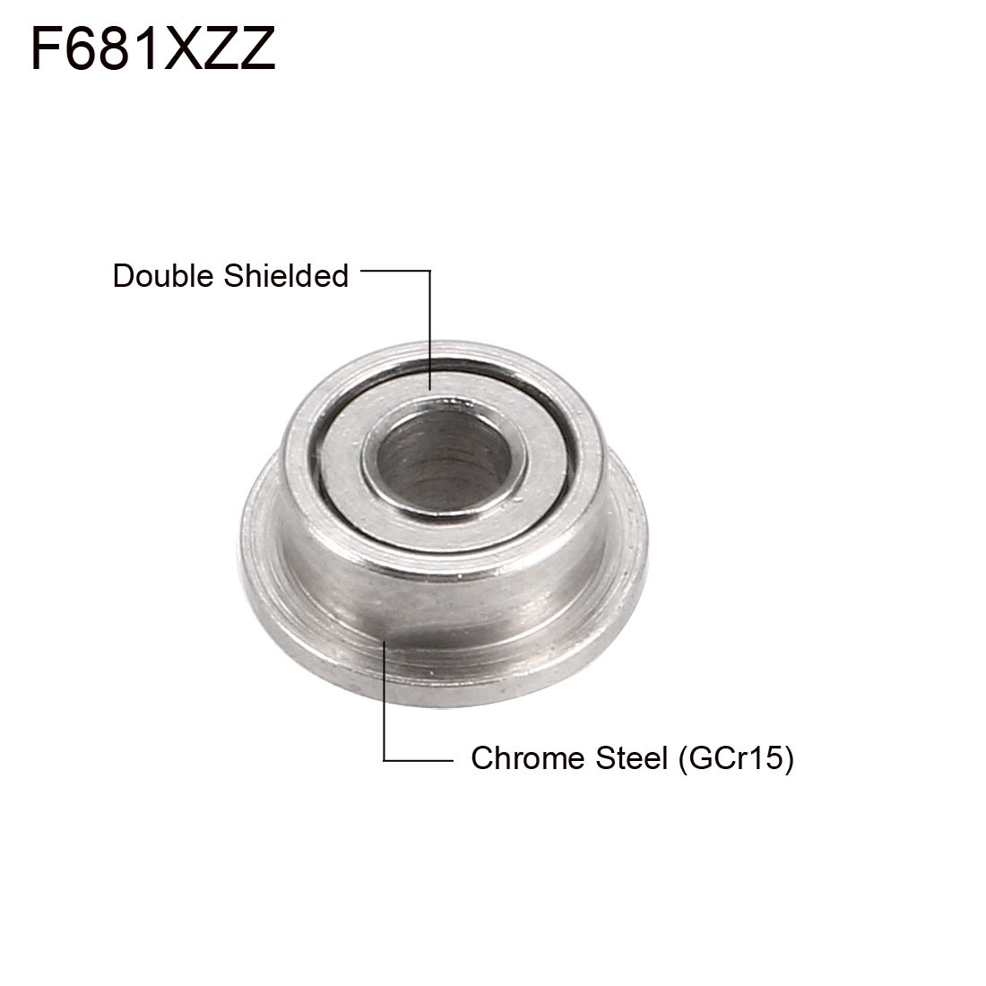 20PCS F681XZZ Flange Ball Bearing Double Metal Shielded GCr15 Bearings 1.5x4x2mm