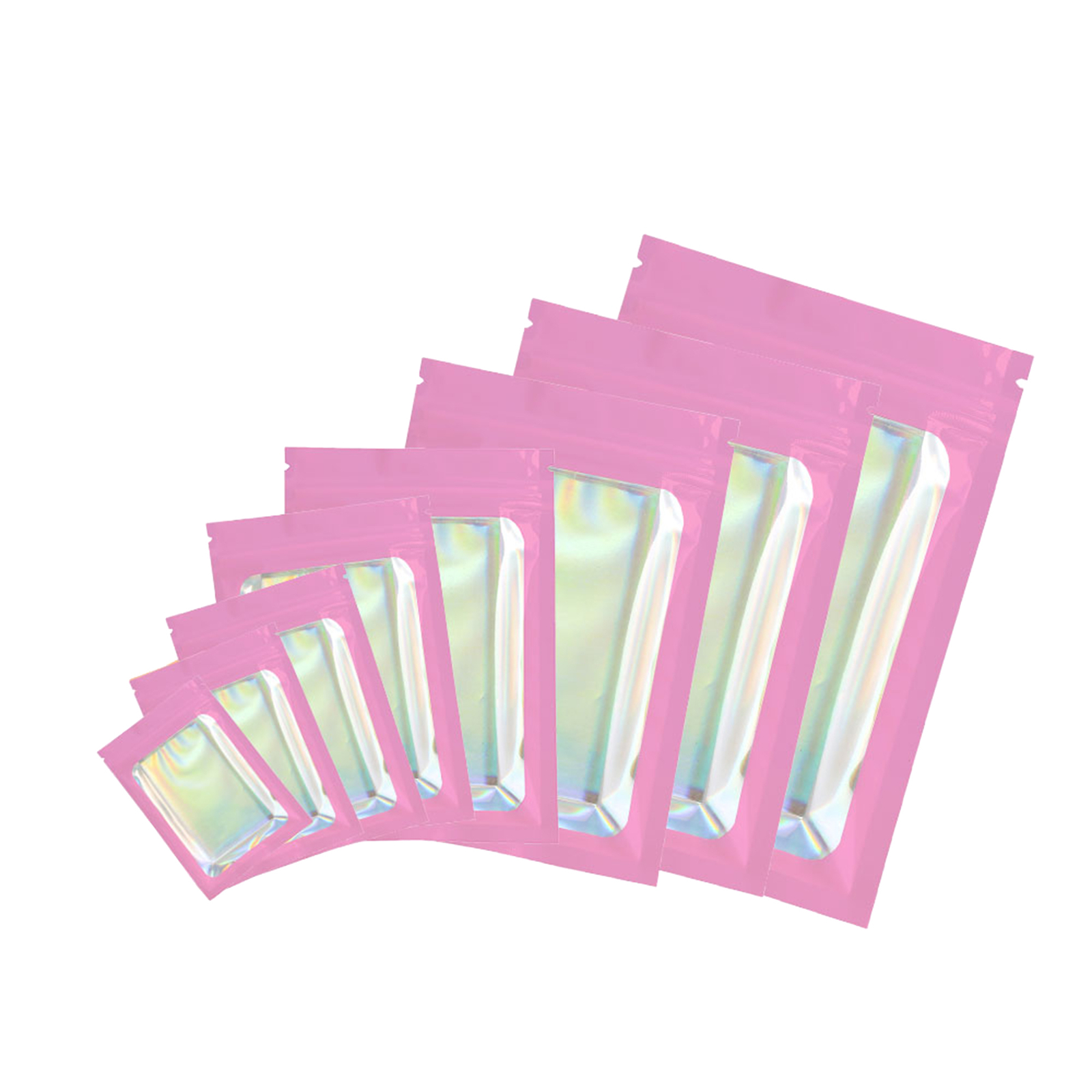 Pink & Holographic Mylar Foil Bags Resealable Zipper Seal Pouch Multi-QTY Pick