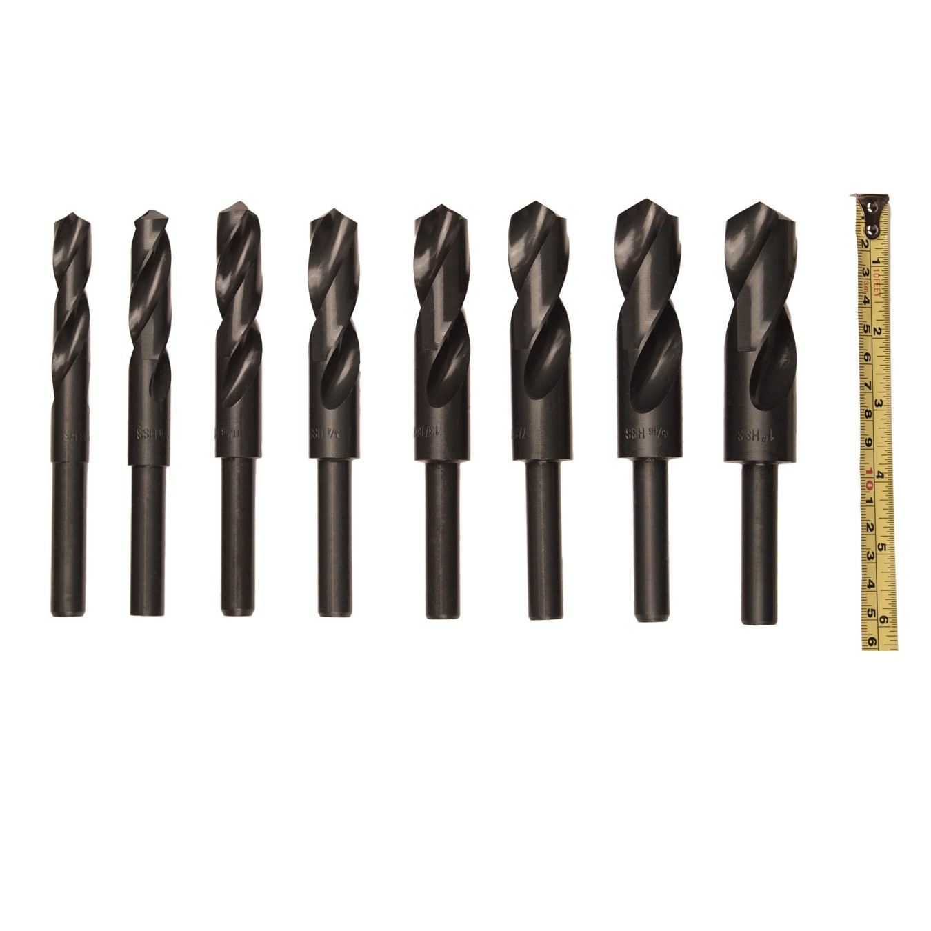 8pc Jumbo Silver& Deming Drill Bit Set 1/2″ Inch Industrial Large 9/16″ to 1″