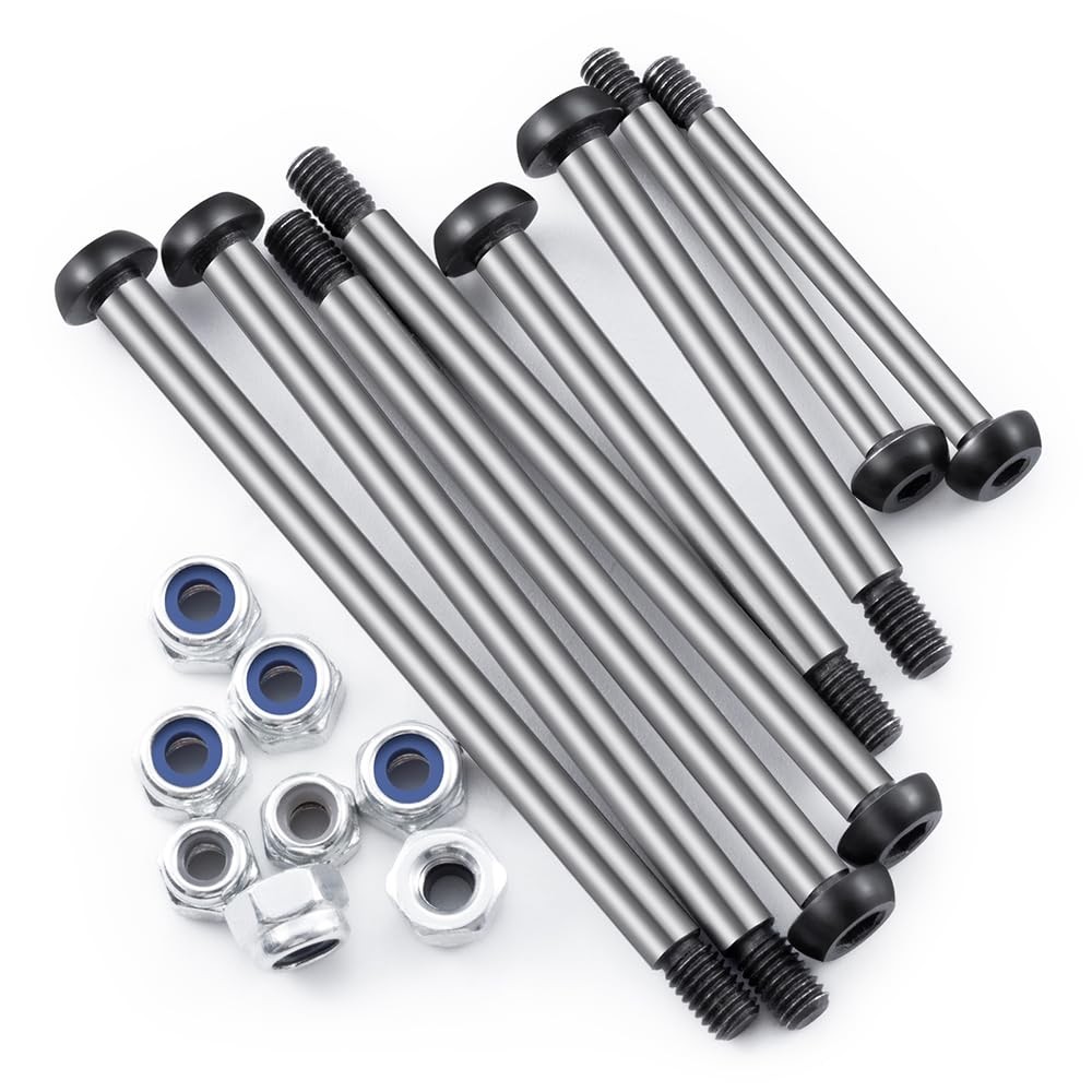 Polished Steel LockNut Threaded Hinge Pins Set For 1/10 Traxxas Slash 2WD