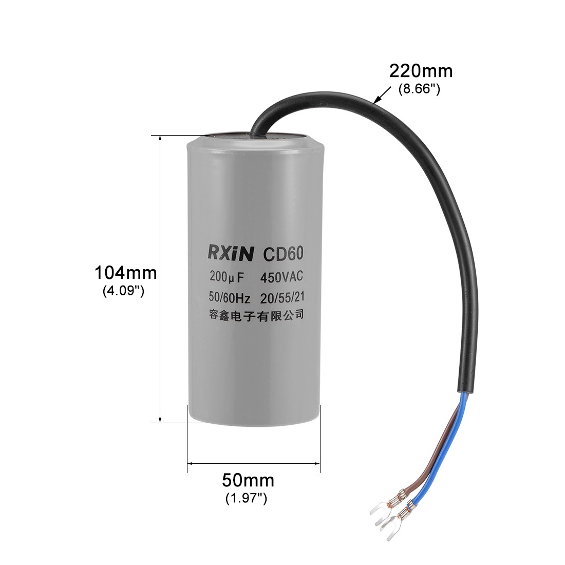 200uf/200mfd AC 450V Motor Start HVAC SINGLE-PHASE 50/60Hz AC MOTOR Capacitor