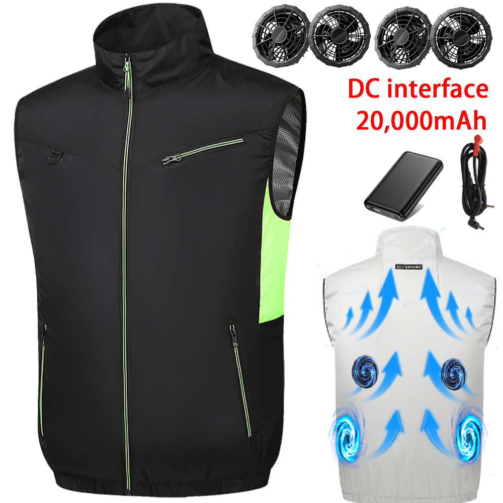 Cooling Vest Jacket w 4 Fans 20000mah Battery Pack Air Conditioner Vests Jacket