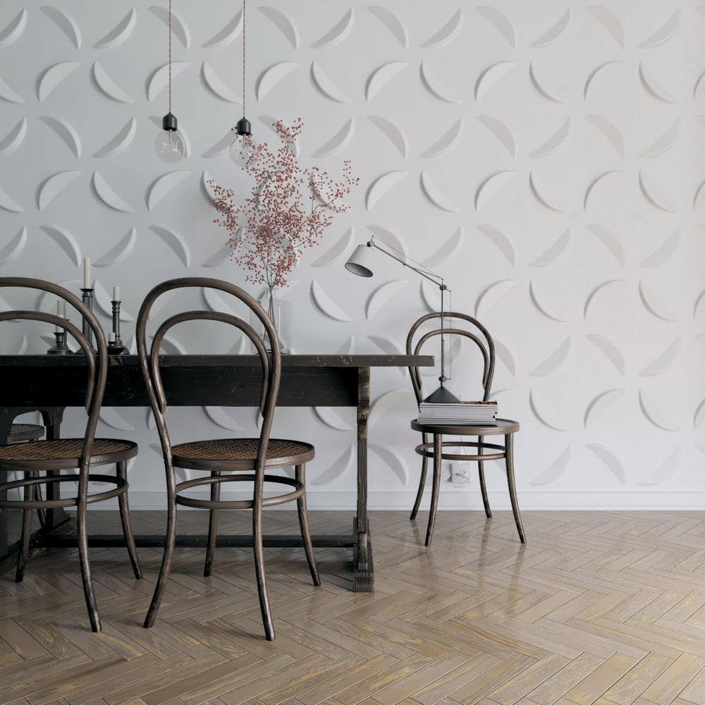 Pinwheel White 1 In. X 1-3/5 Ft. X 1-3/5 Ft. White PVC Decorative Wall Paneling
