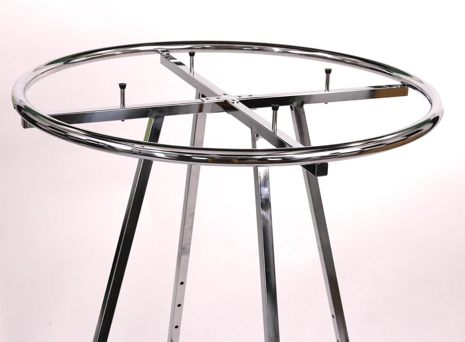 Chrome 36″ Round Clothing Rack Height 48 – 72″ H Leveler Glides Garment