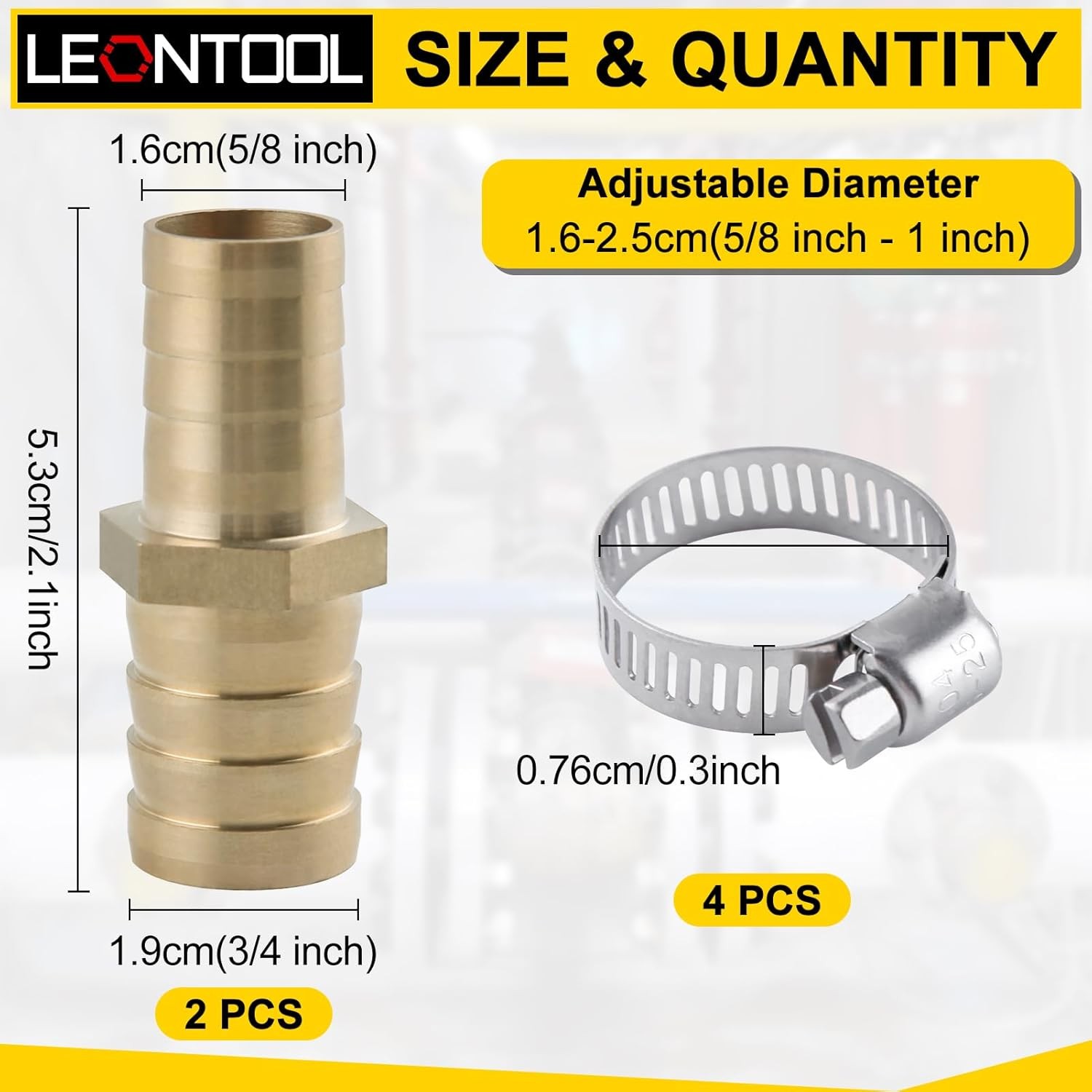 LEONTOOL 2 Pack Hose Barb Fittings Reducer, 5/8″ to 3/4″ 5/8″, Brass
