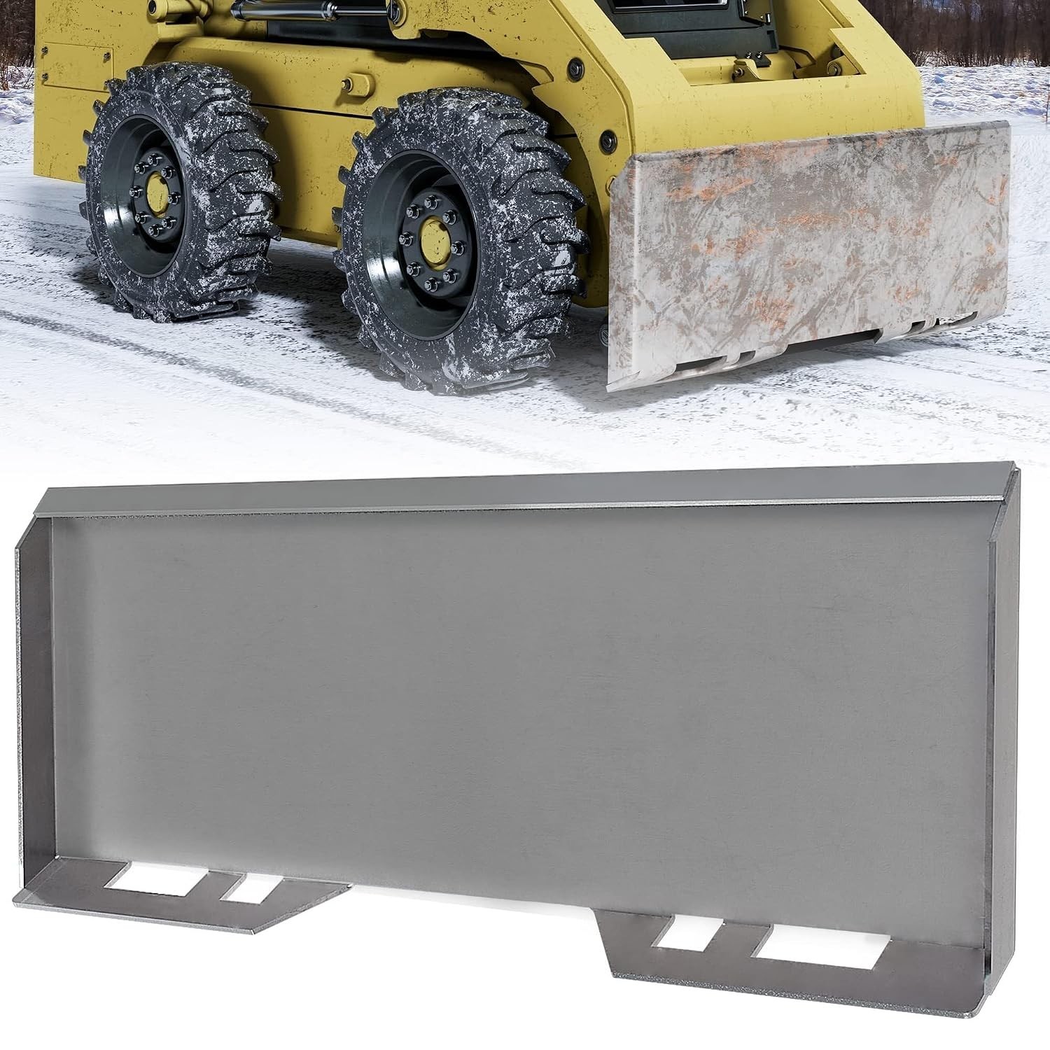 Durable 3/8″ Skid Steer Mounting Plate for Kubota & Bobcat Tractors – Black