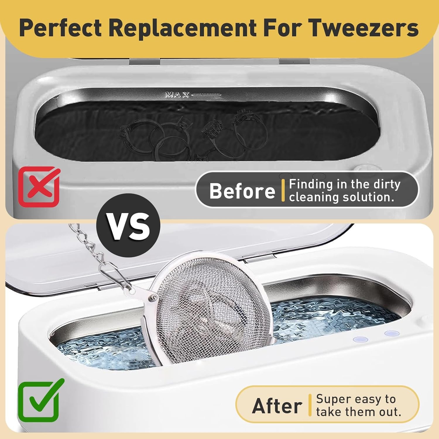 Ultrasonic Cleaner Basket, Stainless Steel Basket for Ultrasonic Jewelry