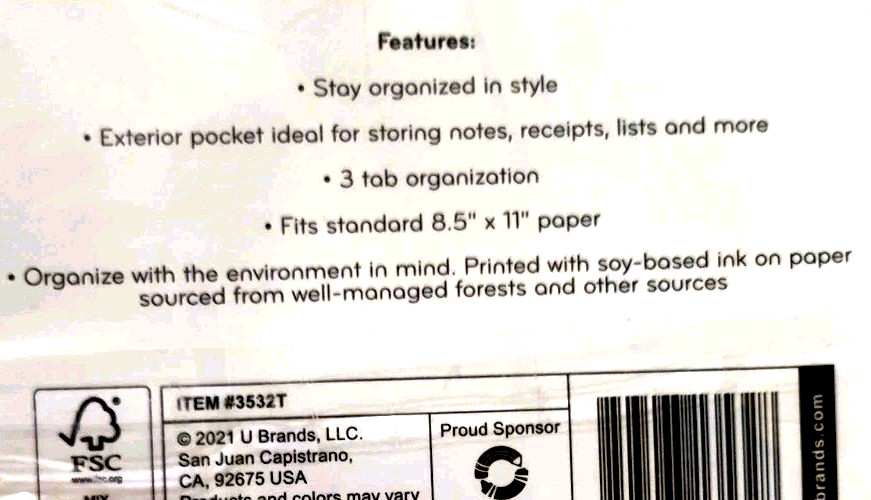 U Brands Classic Foil File Folders Letter Size with Exterior Pockets 6 ct