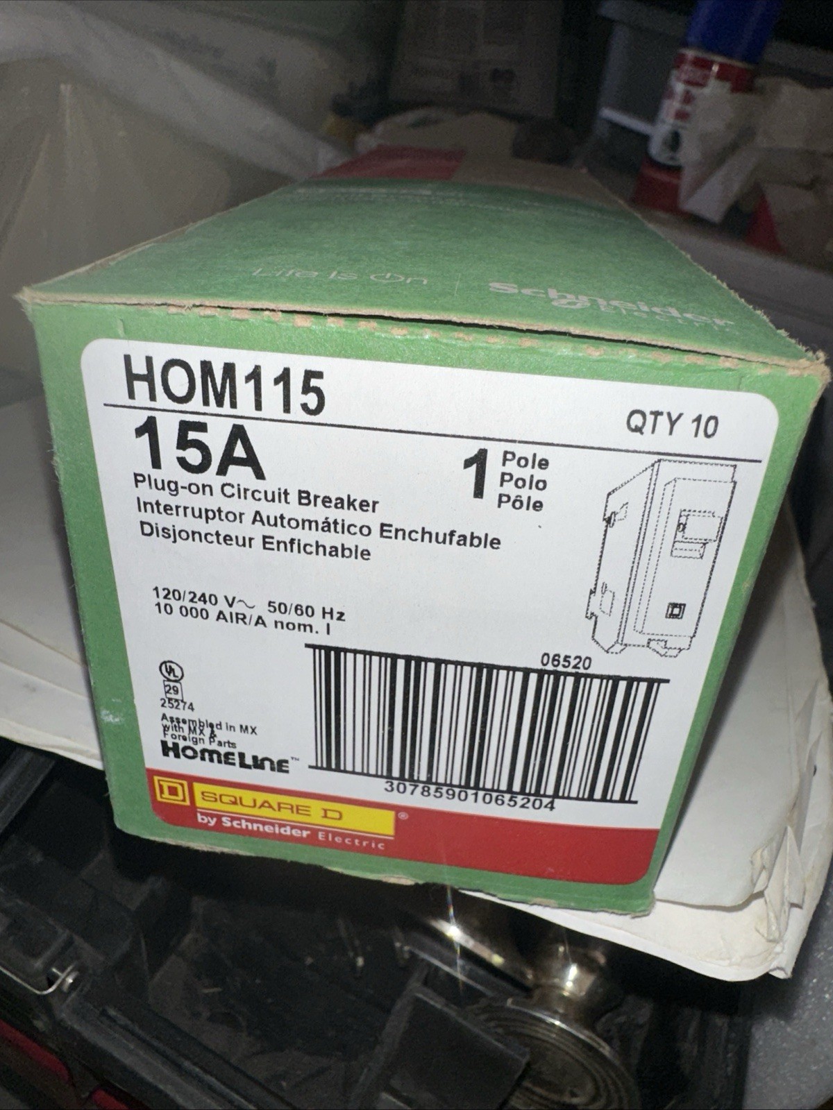 NEW NIB 10 PCS SQUARE D HOMELINE HOM115 15A PLUG IN HOM115 🆕📦✅