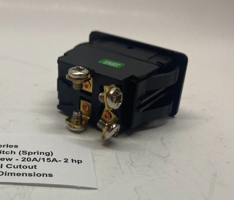 OFF/ON DPST Momentary Rocker Switch 20A 2hp 4 Screw Connect (0.830″ x 1.45″)
