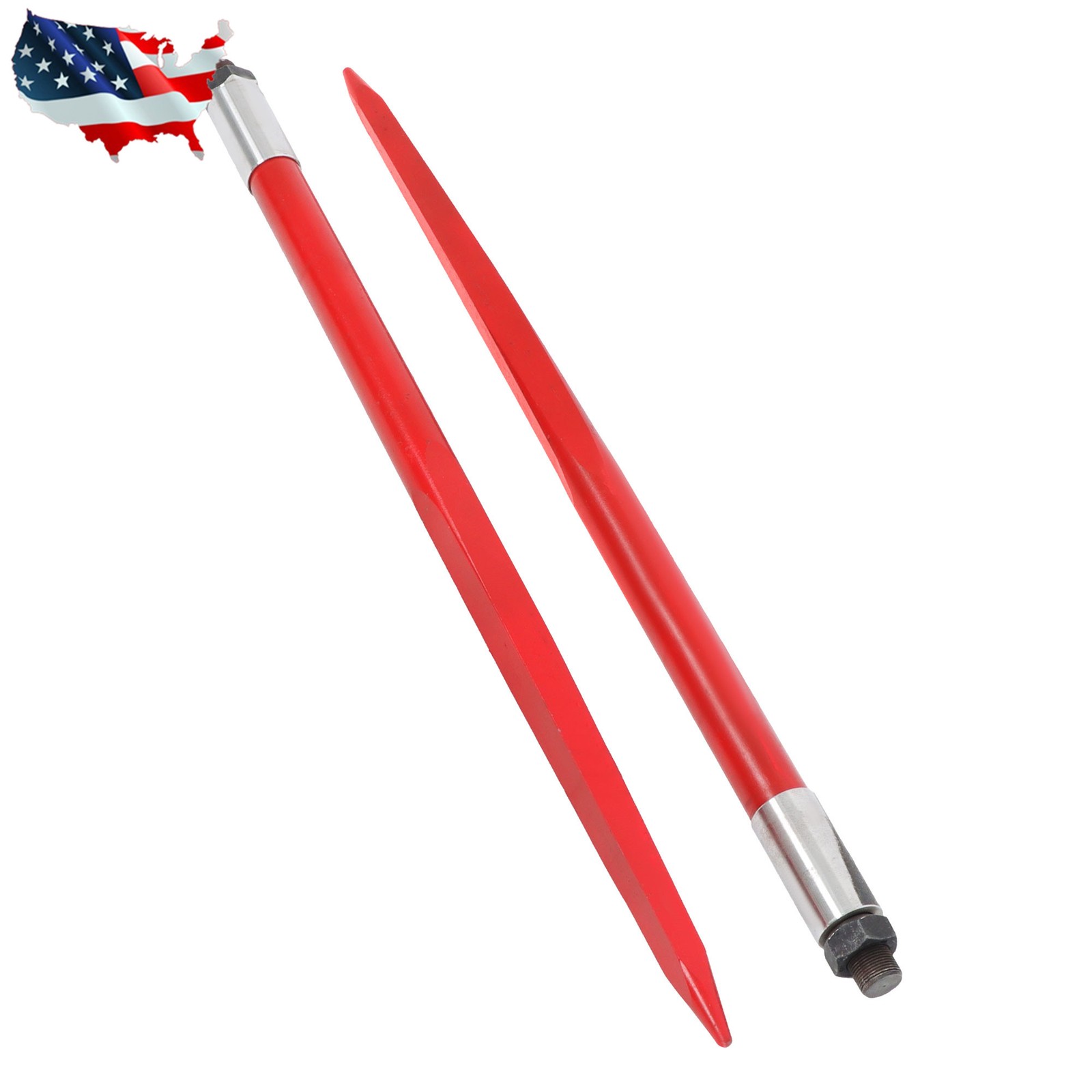 2Pcs 3000lbs Capacity 39″ Square Hay Bale Spear Spike Fork For Tractor Loader