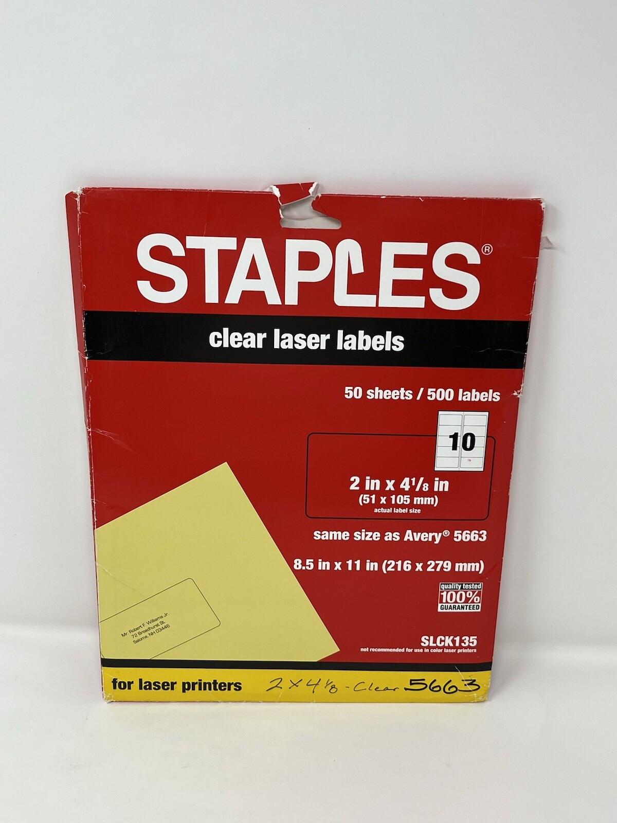 2 x 4 1/8 Inches shipping label 42 sheets, 420 labels ( Open Box)