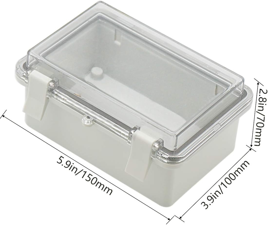 IP65 ABS Junction Box 5.9″ x 3.9″ x 2.8″ Waterproof Enclosure Clear Lid