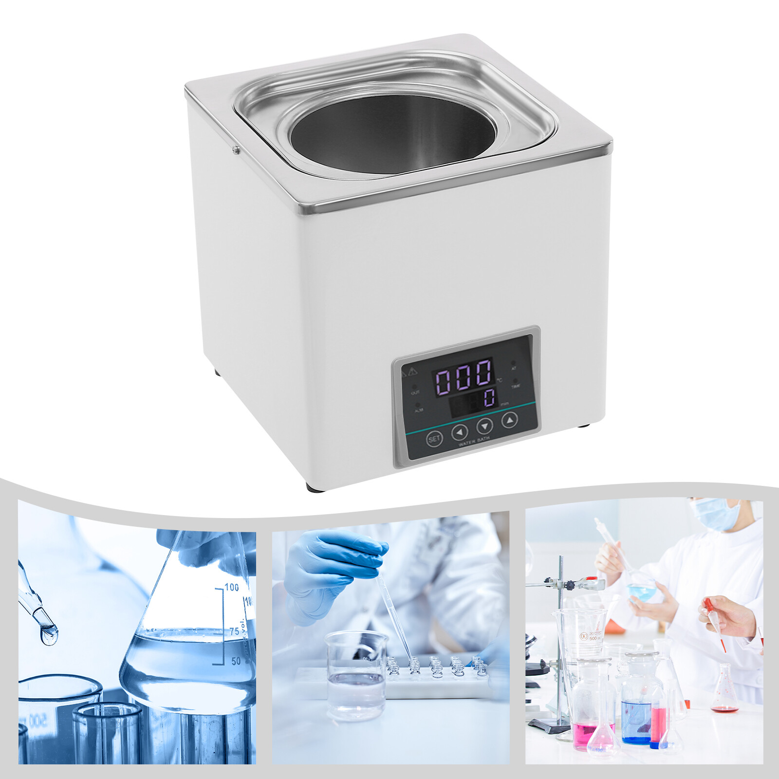 300W 3L Lab Water Bath Heater with Adjustable Lid and Safety Features