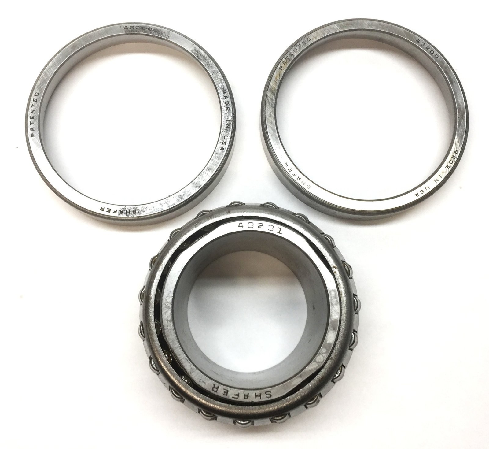 Shafer Tapered Cone Ball Bearing Assembly 43231 w/Outer Race Cup (2) 43200 NOS