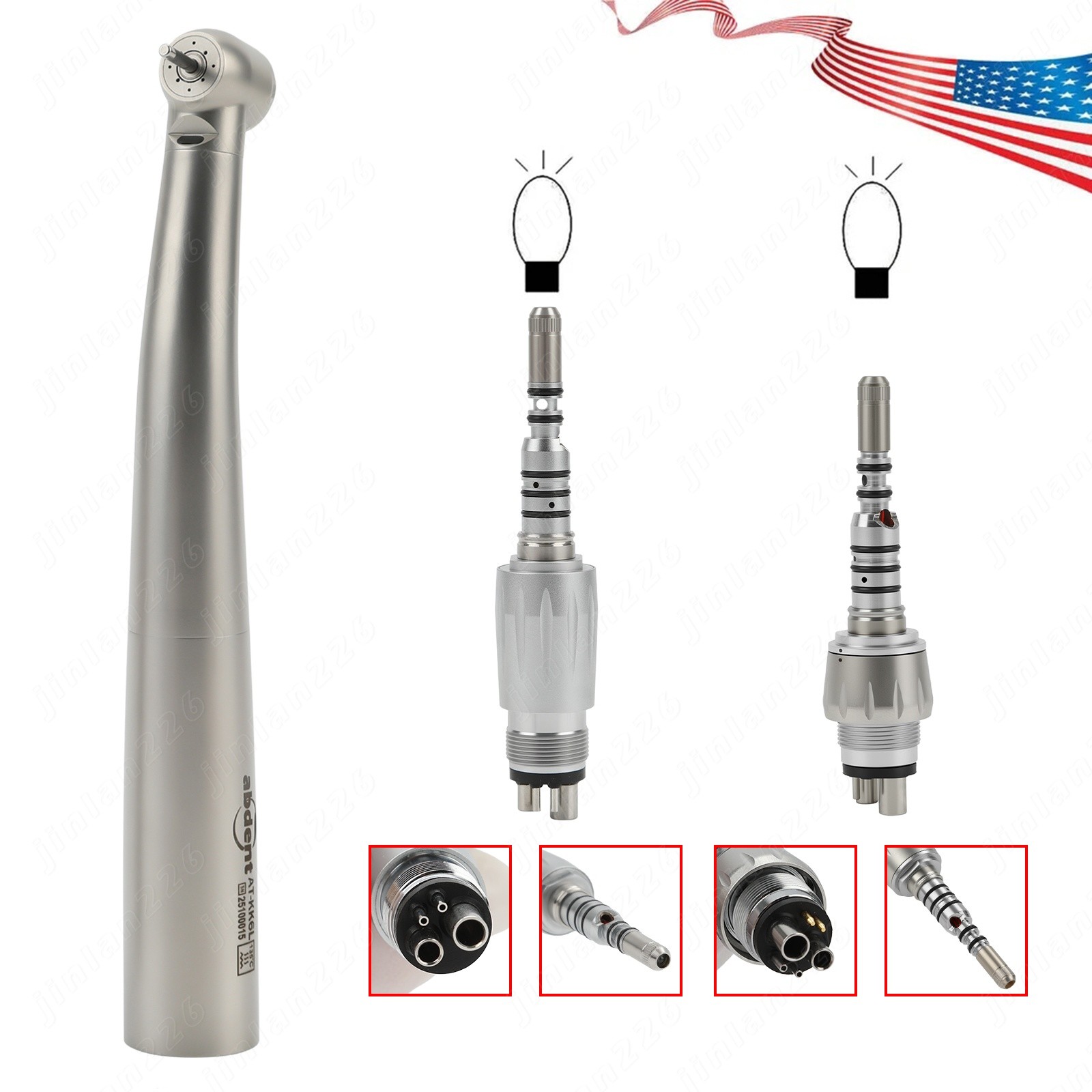 KAV Style Dental High Speed Handpiece Turbine 4/6 Hole Quick Coupler 360° Swivel