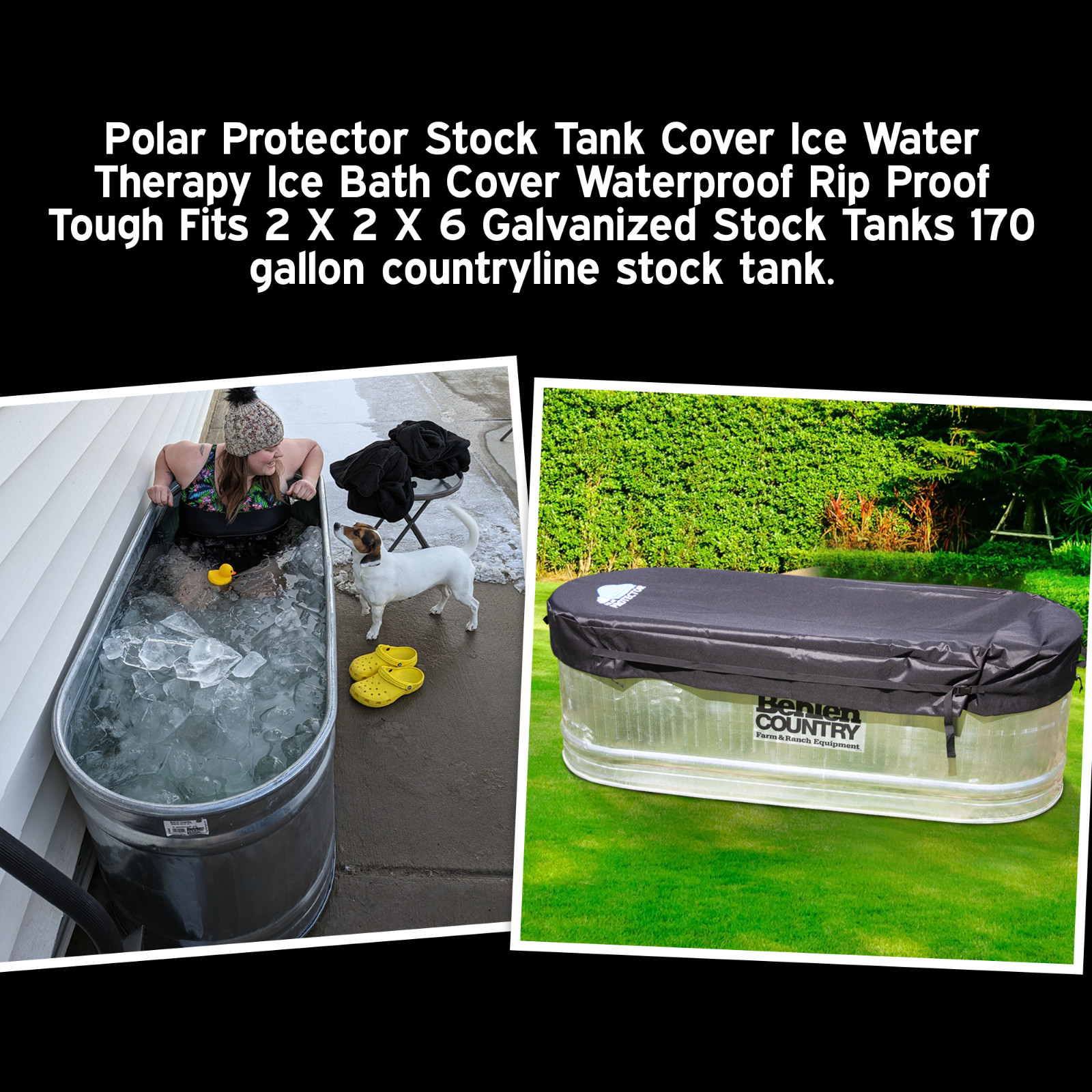 2X2X6 Galvanized Stock Tank Cover Ice Water Therapy Ice Bath Cover Waterproof