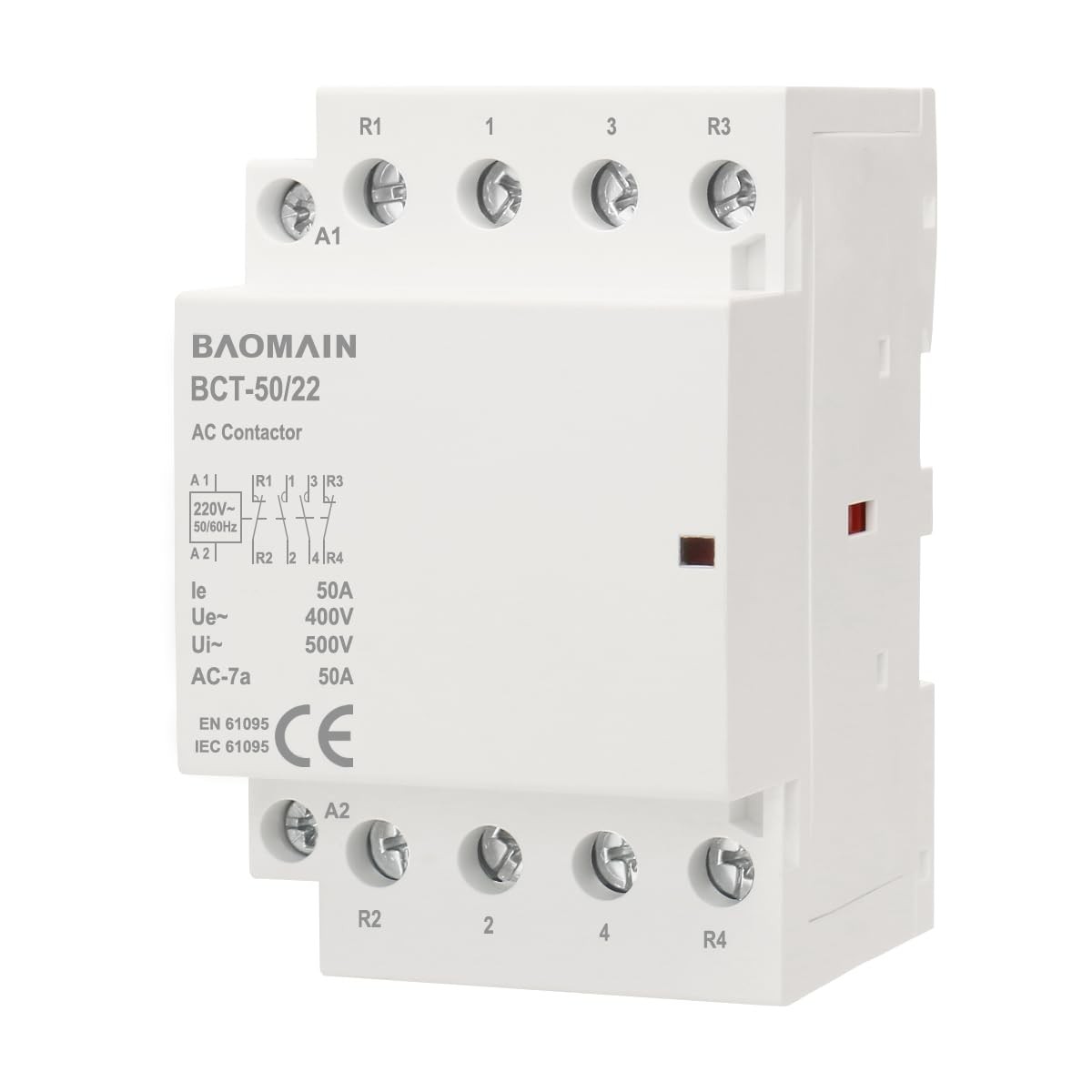 220V AC 4-Pole Modular Contactor, 50A 2NO2NC Normally Open + Normally Closed,…