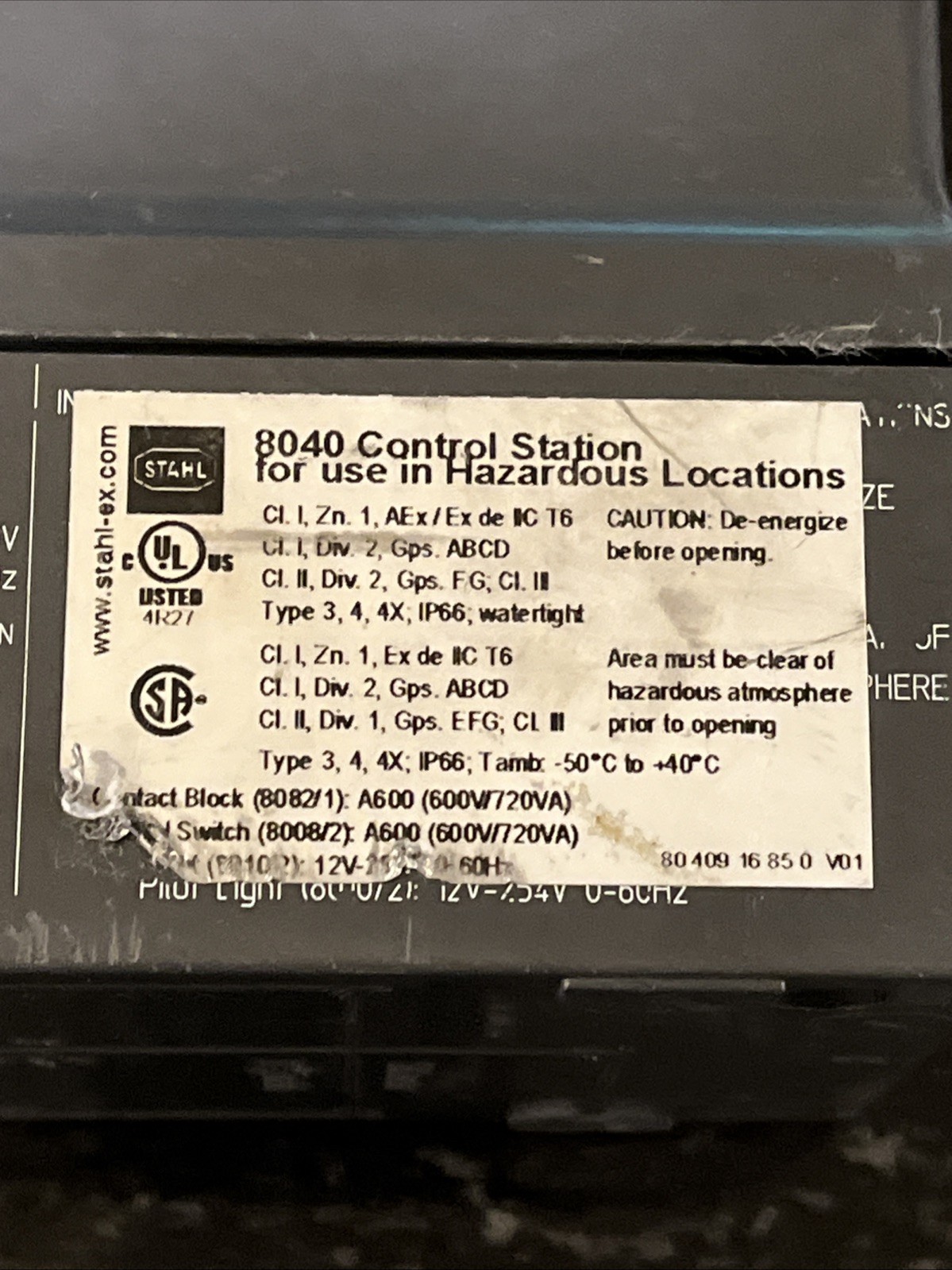 R STAHL 8040/124/C150 Haz Loc Push Button Station AB 800T-XA IP66 Ex
