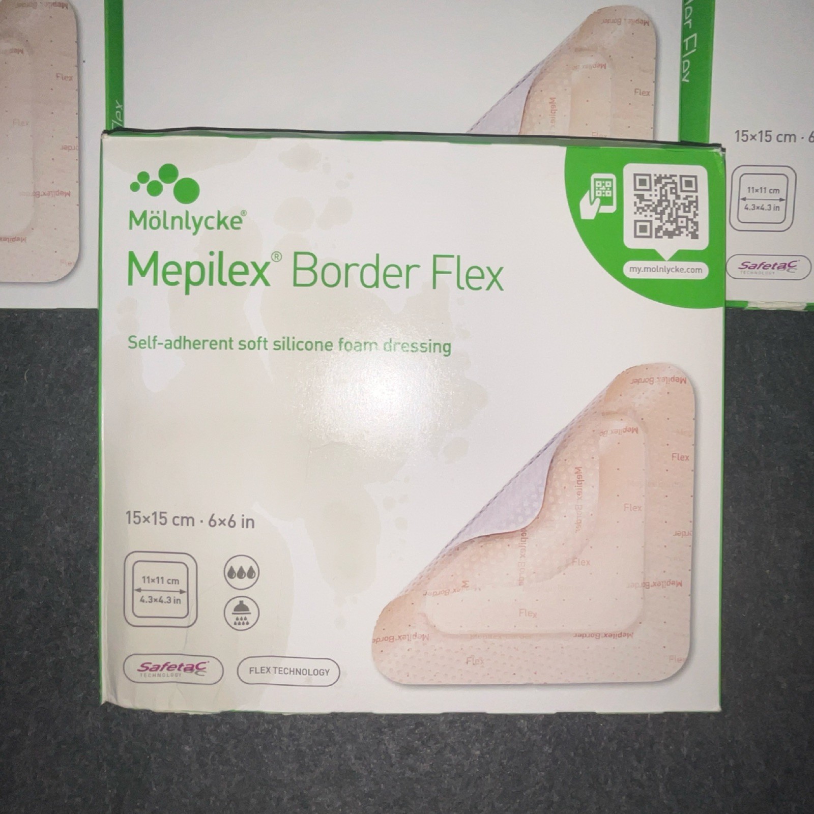 Mölnlycke Mepilex Border Flex Foam Self-Adherent Silicone 15x15cm lot of 10