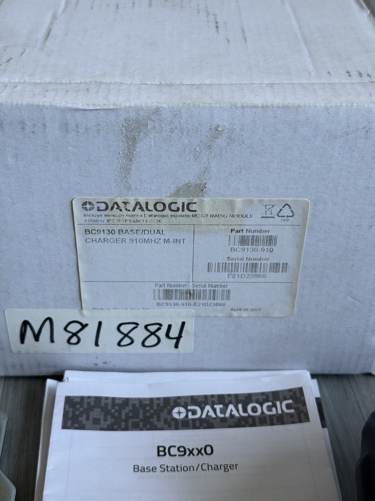 Datalogic PowerScan PM9501 Wireless Handheld Barcode Scanner w/ BC9130-910 Base