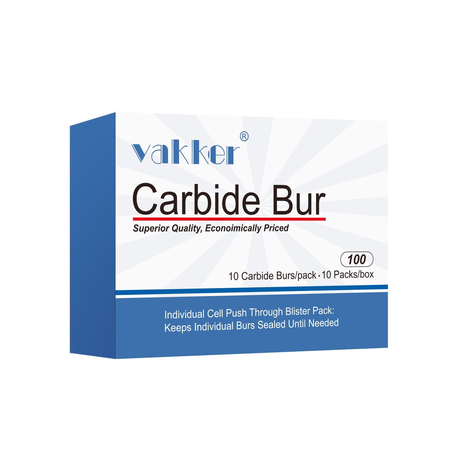 10-100pc Vakker Dental Carbide Burs FG558 19mm Straight Fissure Bur High Speed