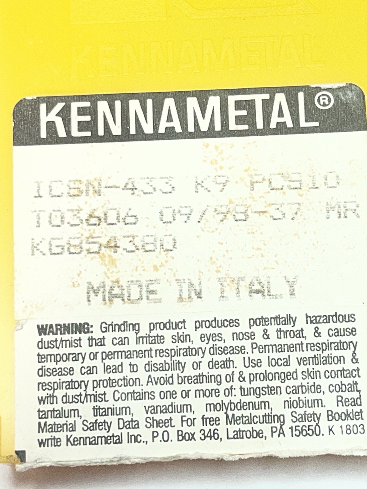 Kennametal ICSN433 GRADE K9 Shims for Indexables Carbide Inserts Qty.10(26MY609)