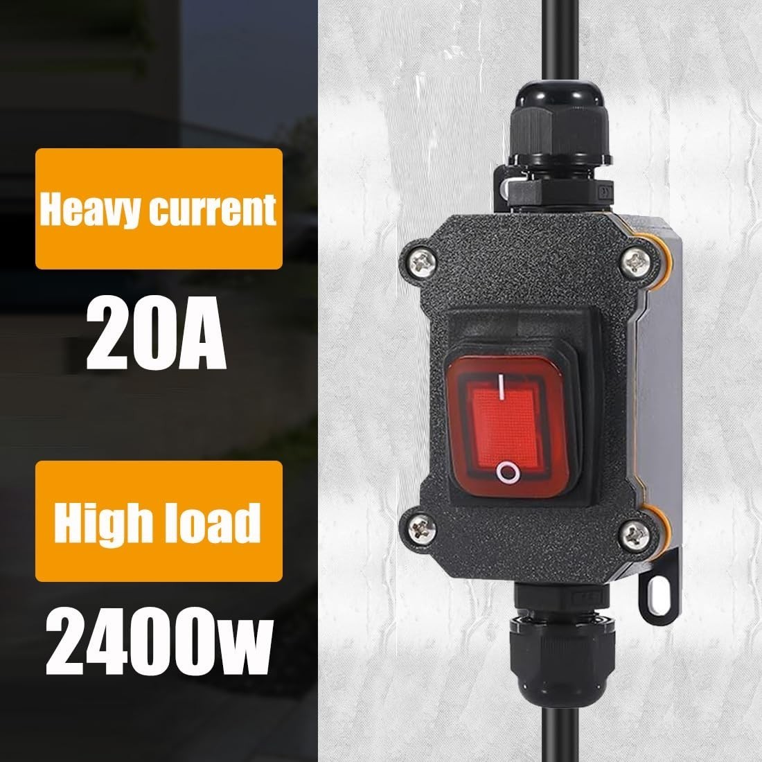 Waterproof Inline Cord Switch,DPST AC 20A-125V,16A-250V On Off Toggle SHIP