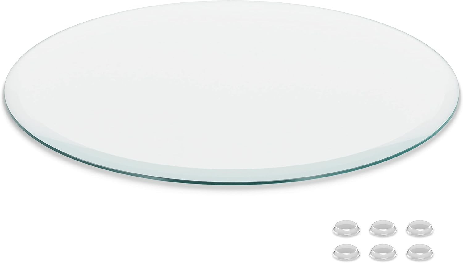 The Better Bevel 12″ Round Tempered Glass Table Top, Beveled Edge