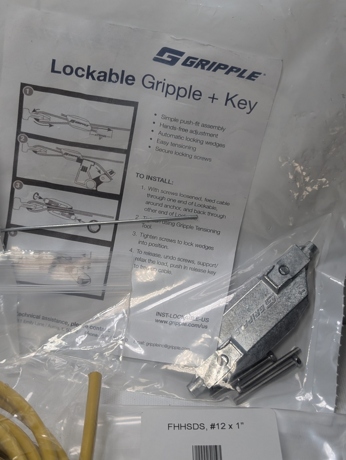 Gripple Lockable Cable Suspension Kit Wire Rope Hardware Lot New