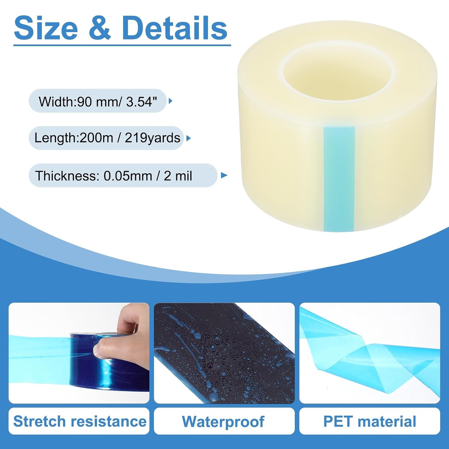 Removable Protective Film Tape, 3.5 Inch x 656 ft PE Surface Protective Scratch