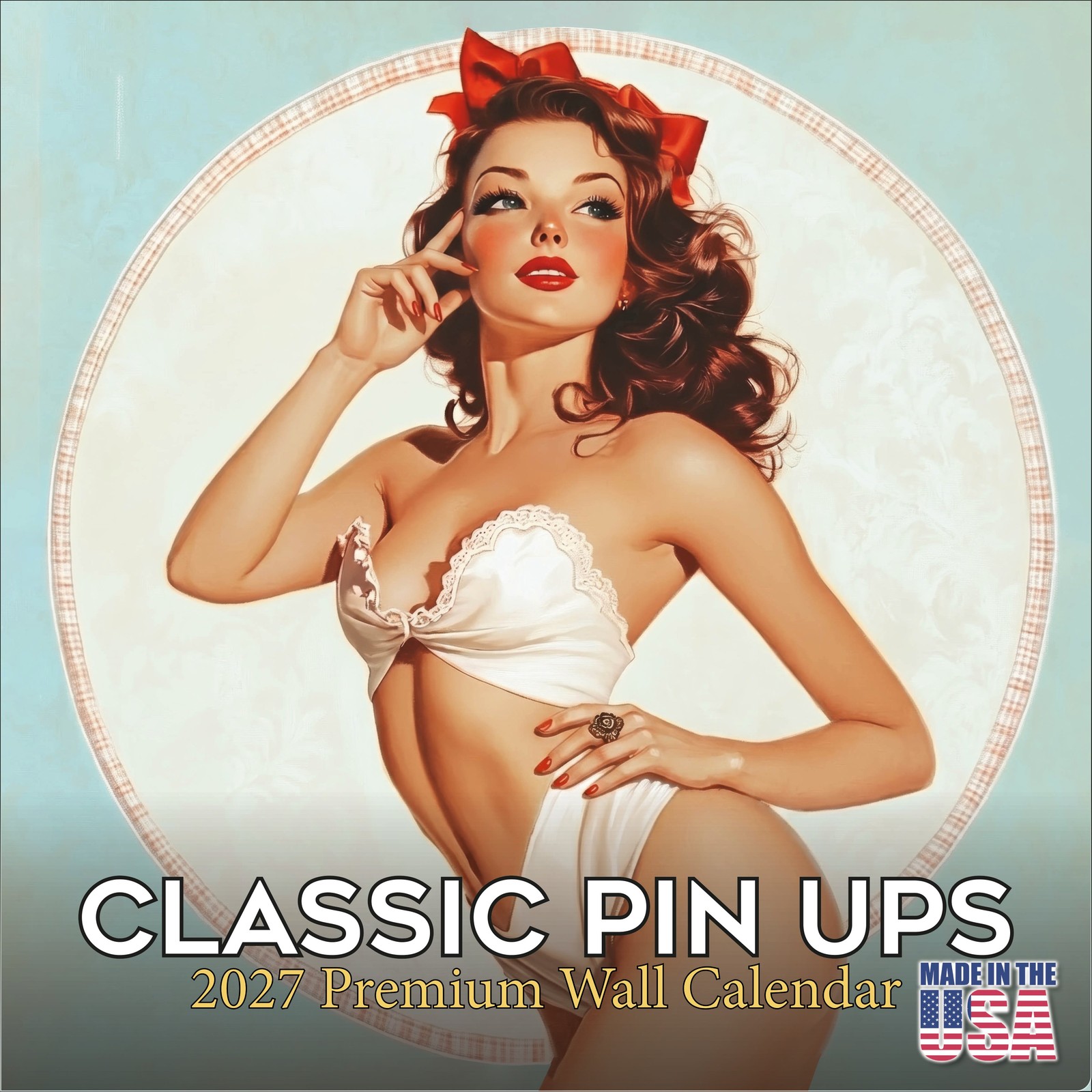 Classic Pin Up 2027 Wall Calendar with Bonus Months 12×12 Retro Art Gift Decor