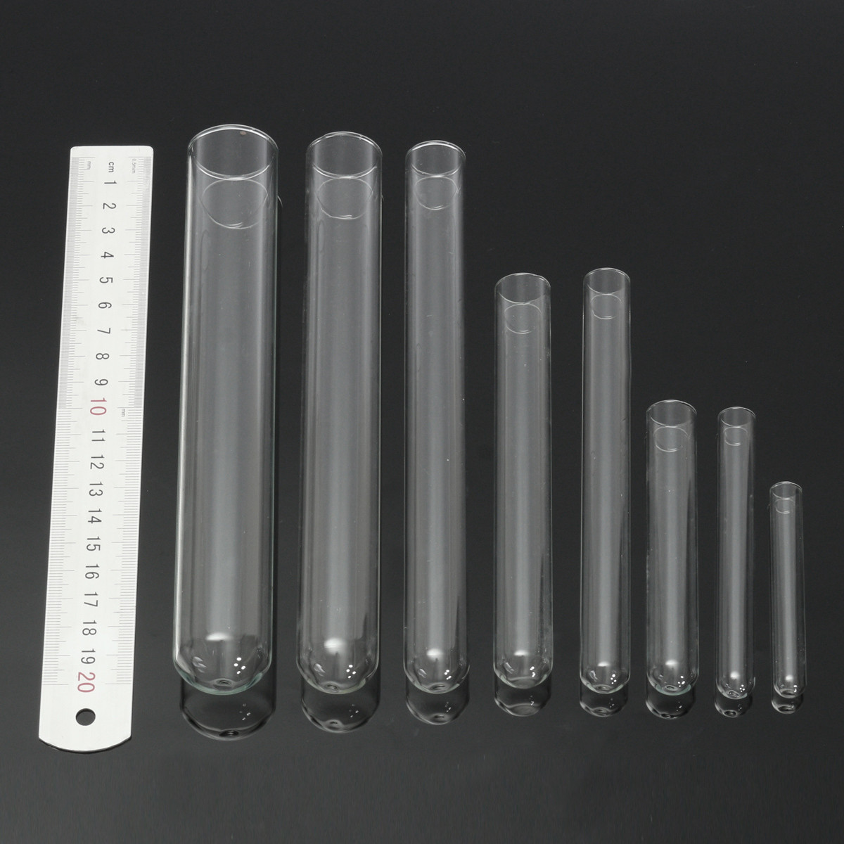 5pcs Glass Pyrex Borosilicate Rimmed Test Blowing Tubes Borosilicate Lab 8 Size