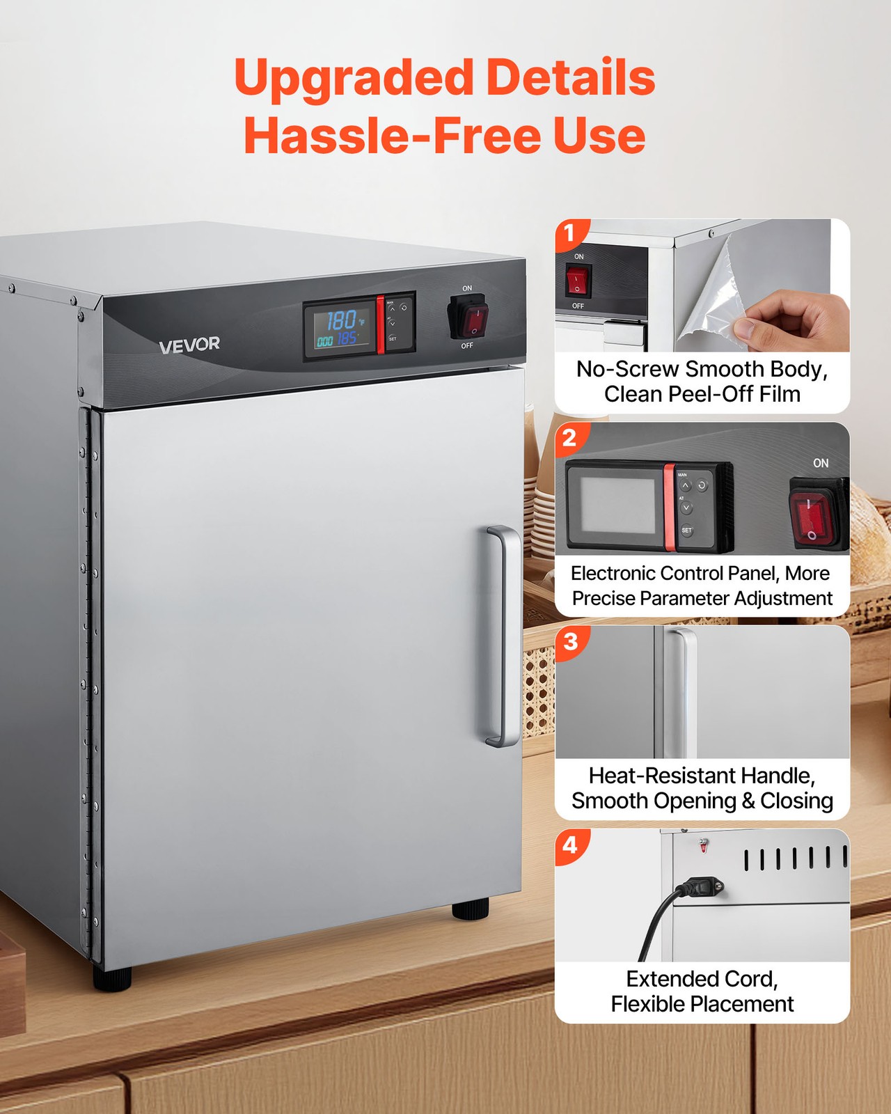 VEVOR Electric Hot Box Food Warmer 4-Tier Food Warming Cabinet with Single Door