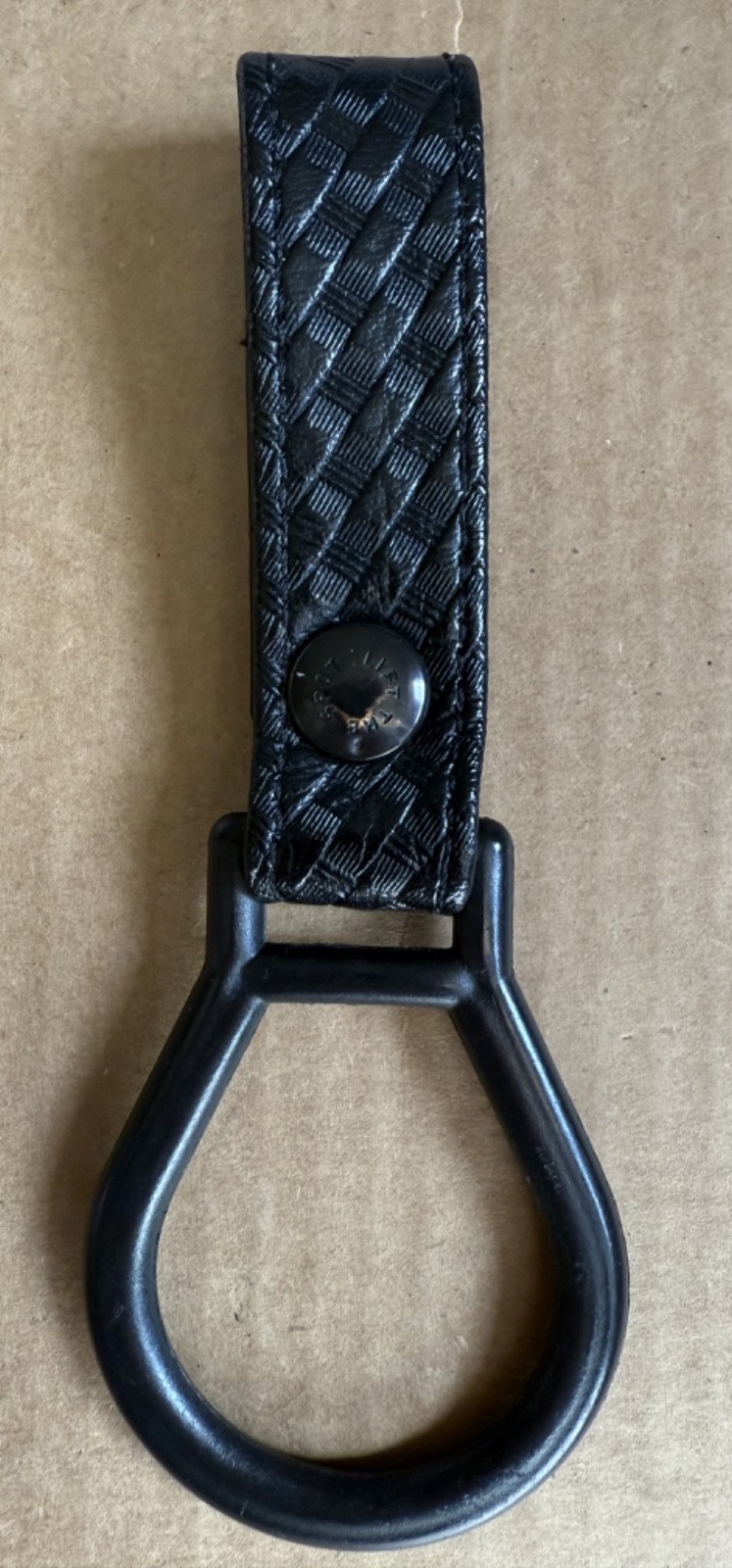 Snap Police Flashlight Belt Loop Holder Basketweave Black